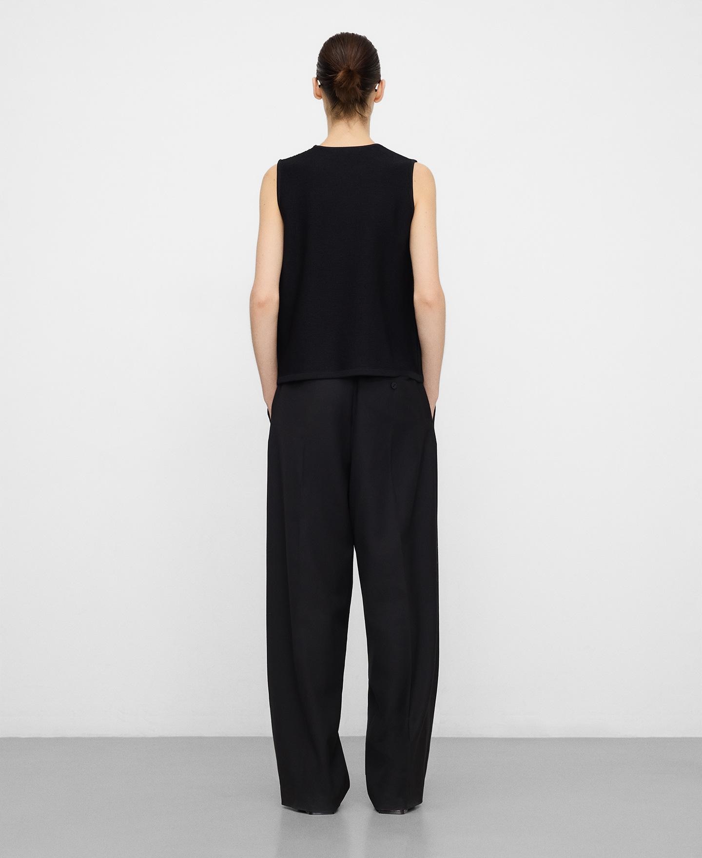 Top em Malha Intarsia com Franjas Preto / Branco-3