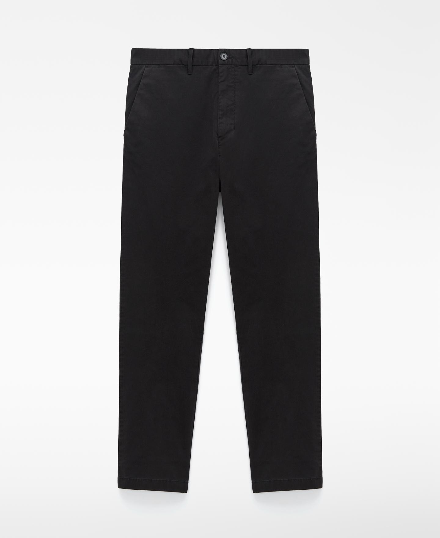 Calças Chino Regular Fit de Algodão Preto-5