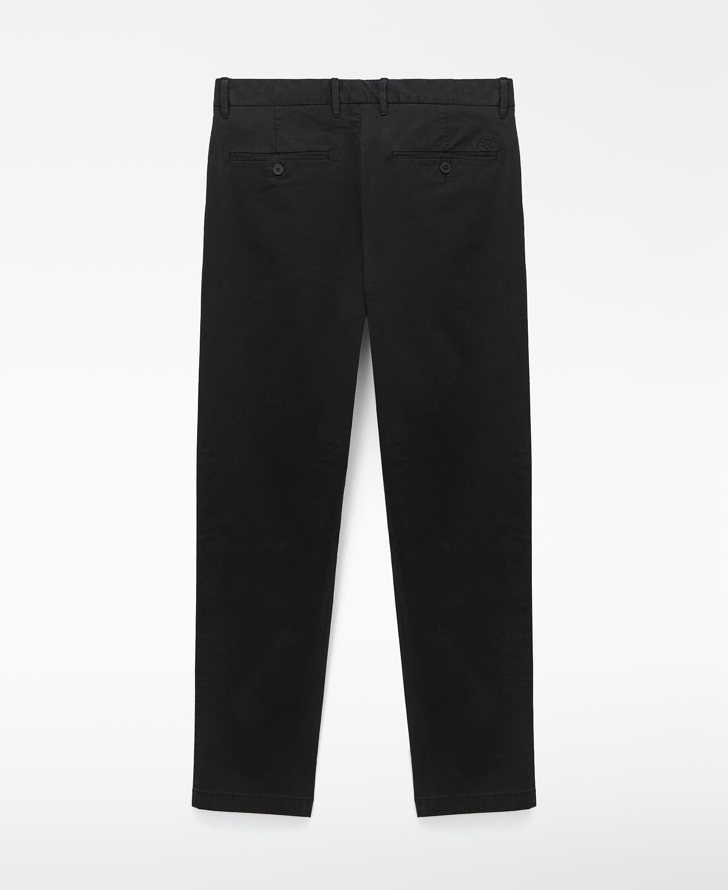 Calças Chino Regular Fit de Algodão Preto-6