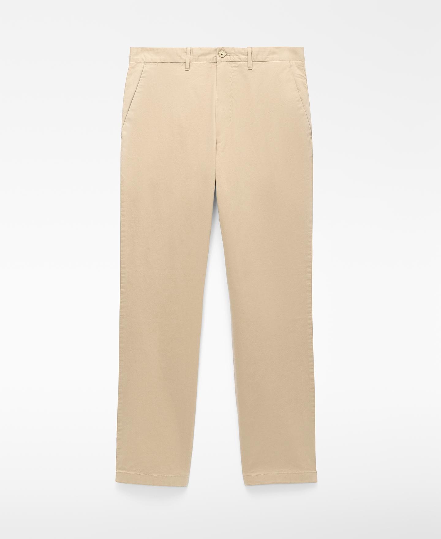 Calças Chino Regular Fit de Algodão Bege-5
