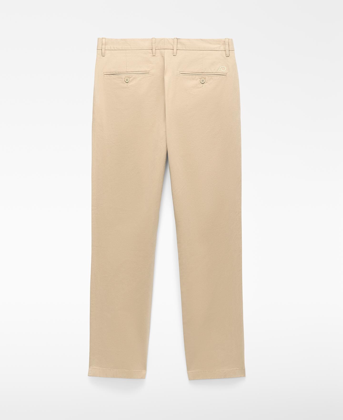 Calças Chino Regular Fit de Algodão Bege-6
