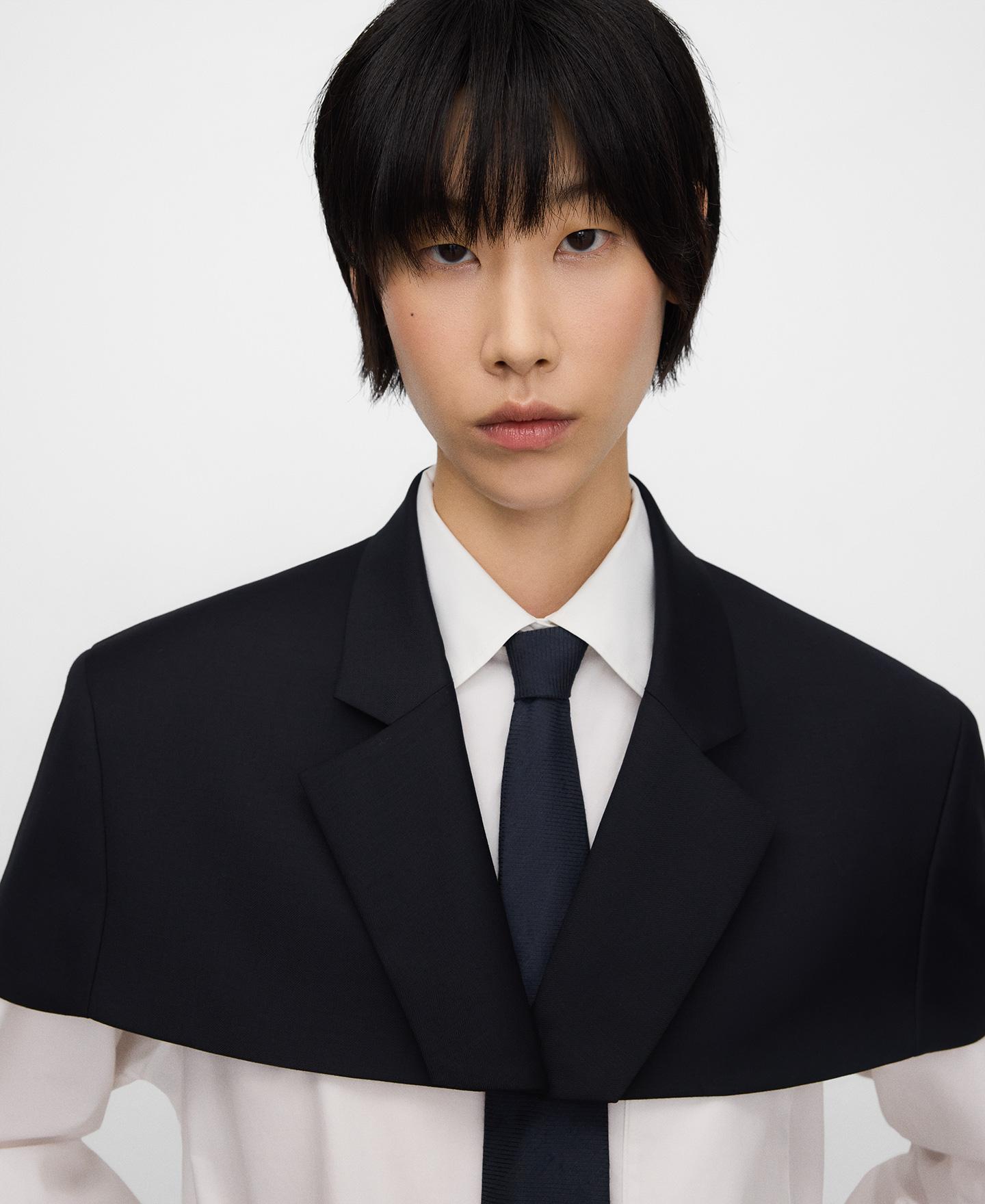 Capa Curta com Estrutura Blazer Azul-marinho-4