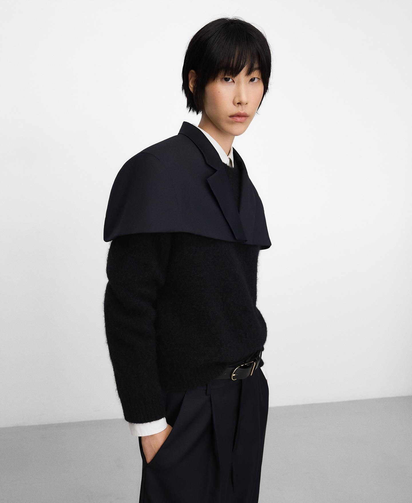 Capa Curta com Estrutura Blazer Azul-marinho-5