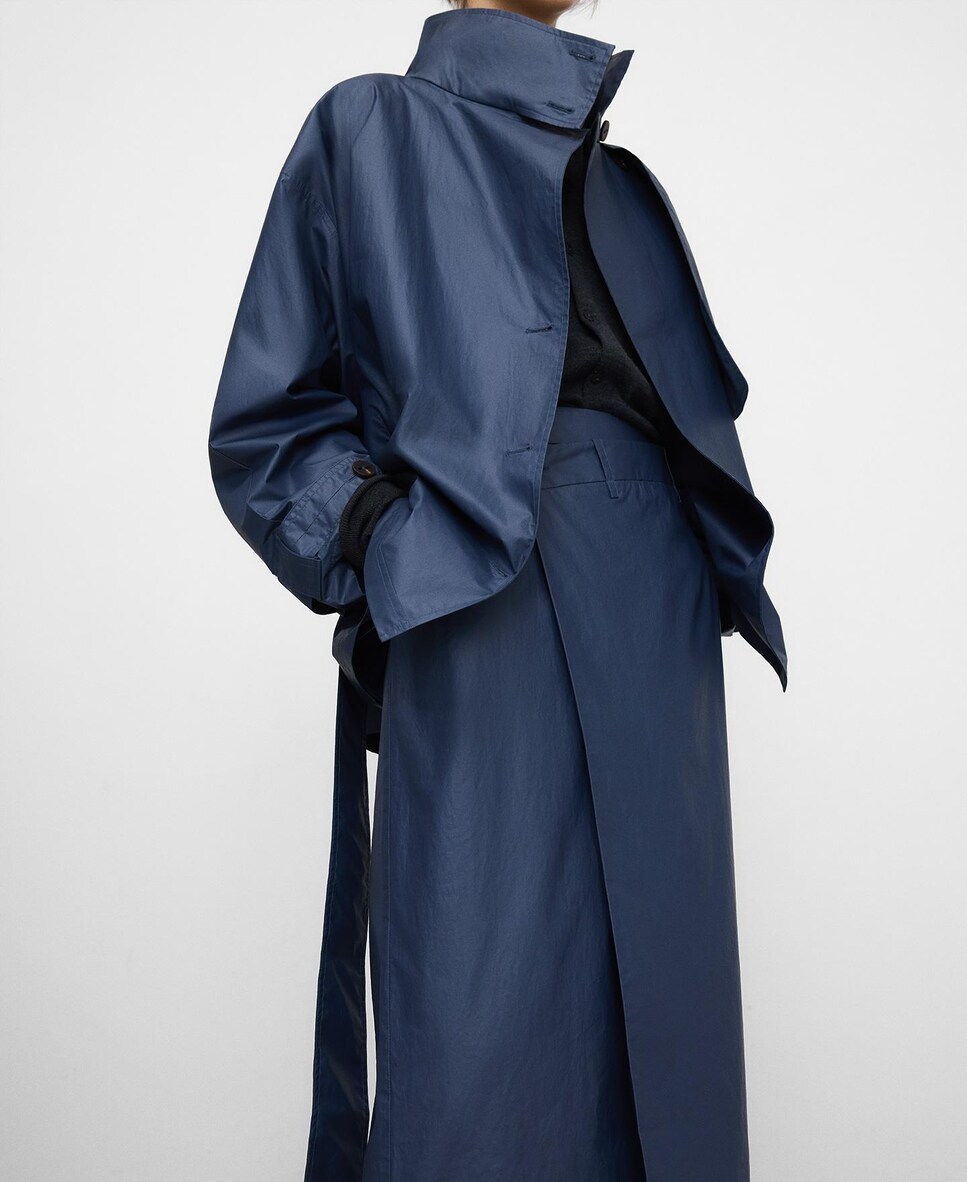 Gabardina Curta com Gola Chaminé Azul-marinho-7