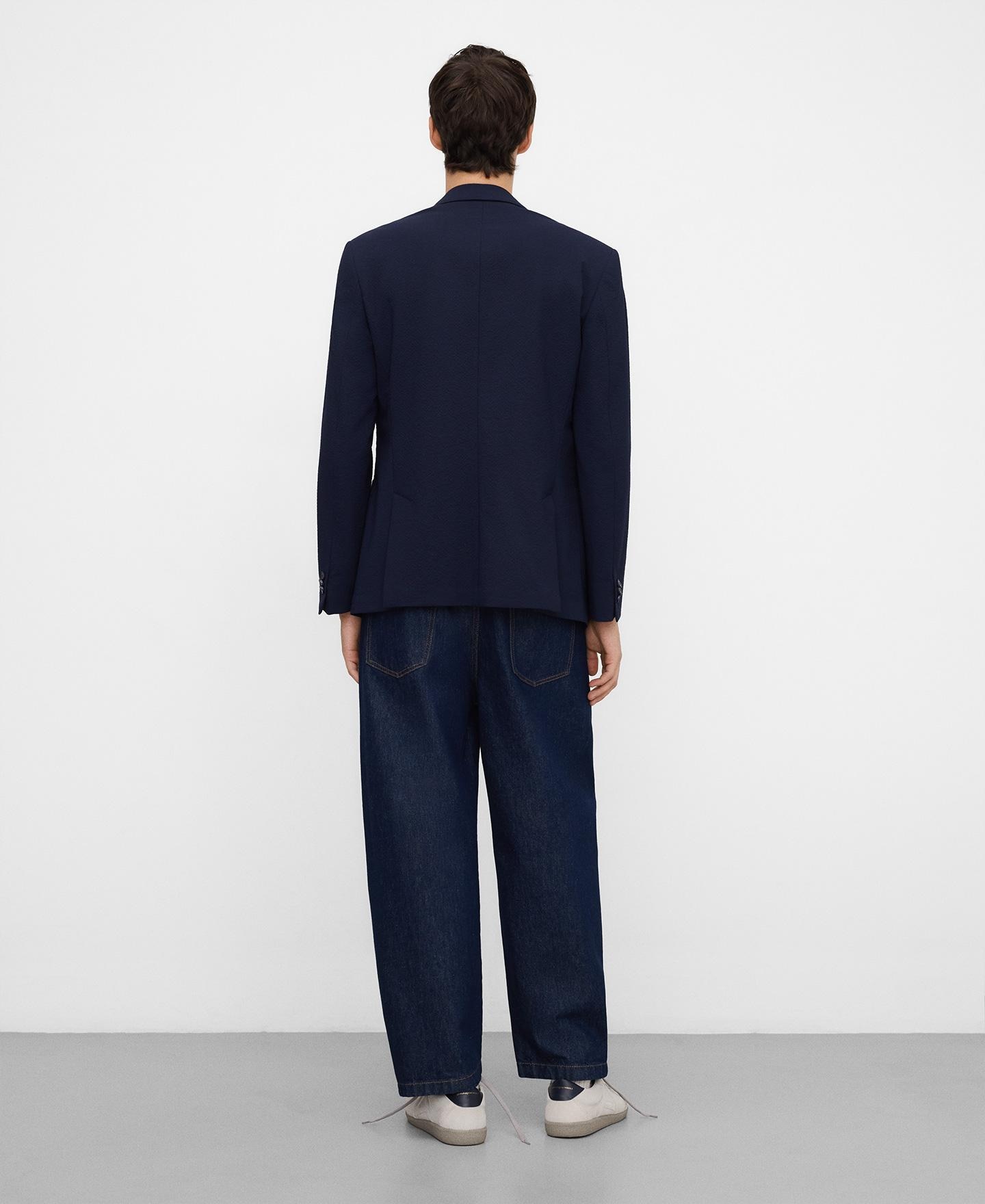 Blazer Slim Fit em Tecido Seersucker Azul-marinho-3
