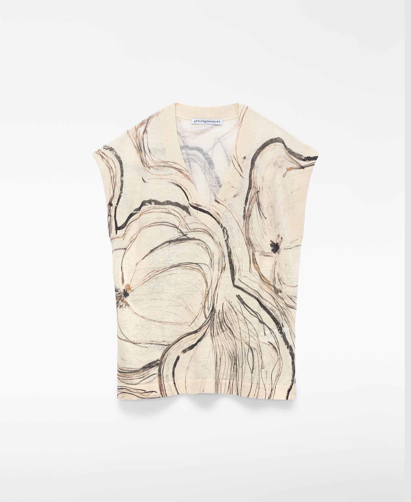 Top de Malha Estampado Natural-5