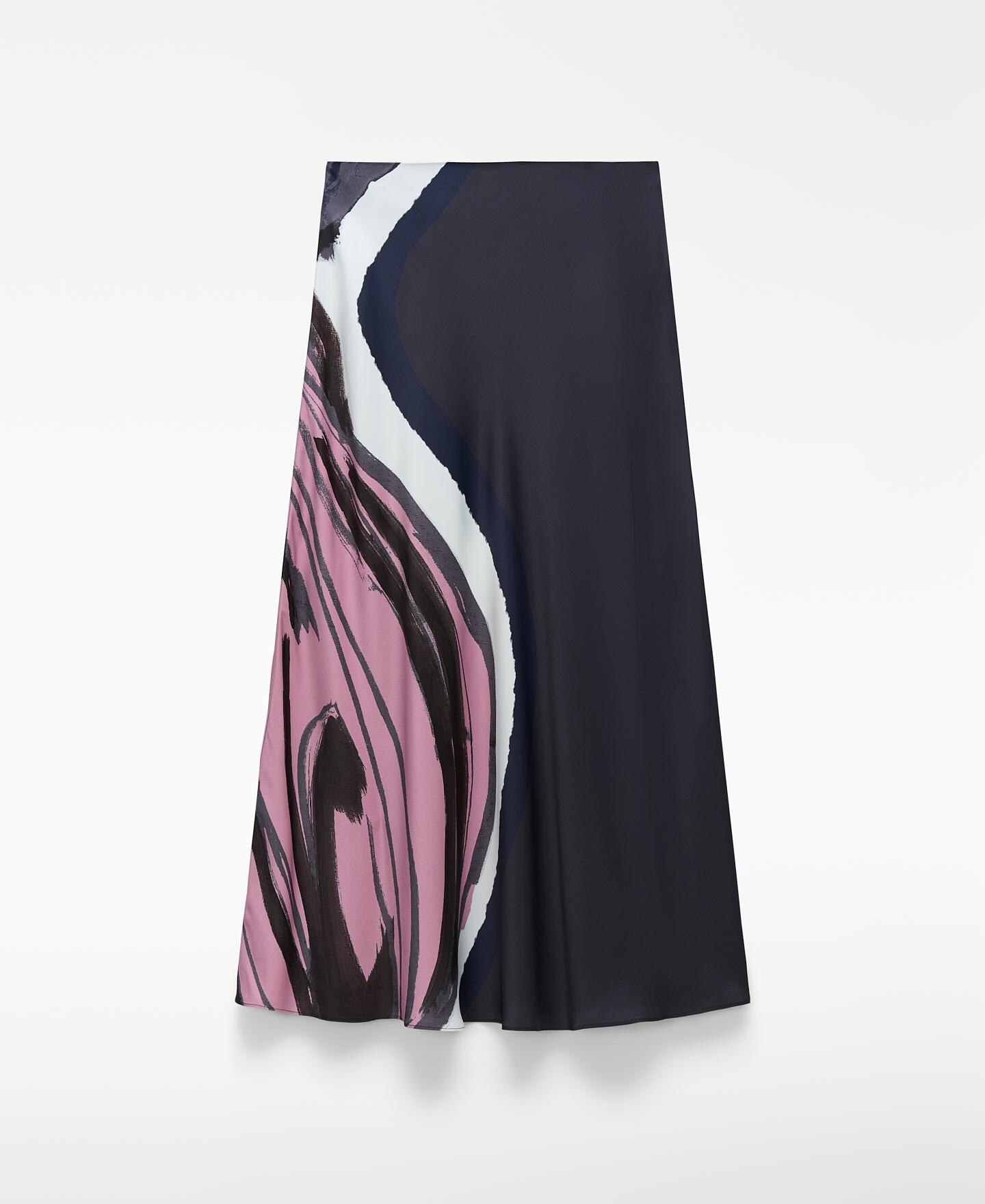 Saia Midi Evasé Estampada Cinzento-escuro-5