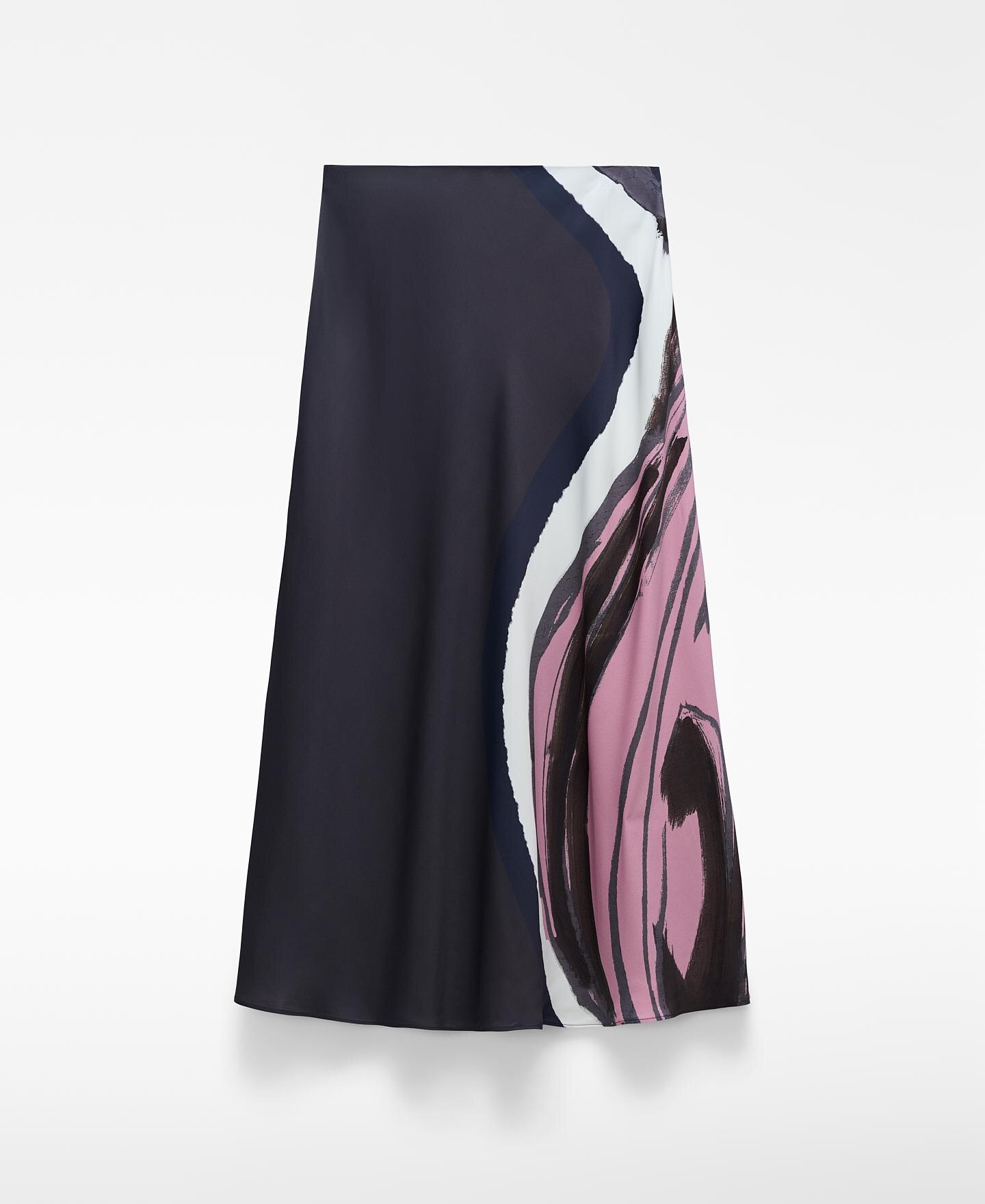 Saia Midi Evasé Estampada Cinzento-escuro-6