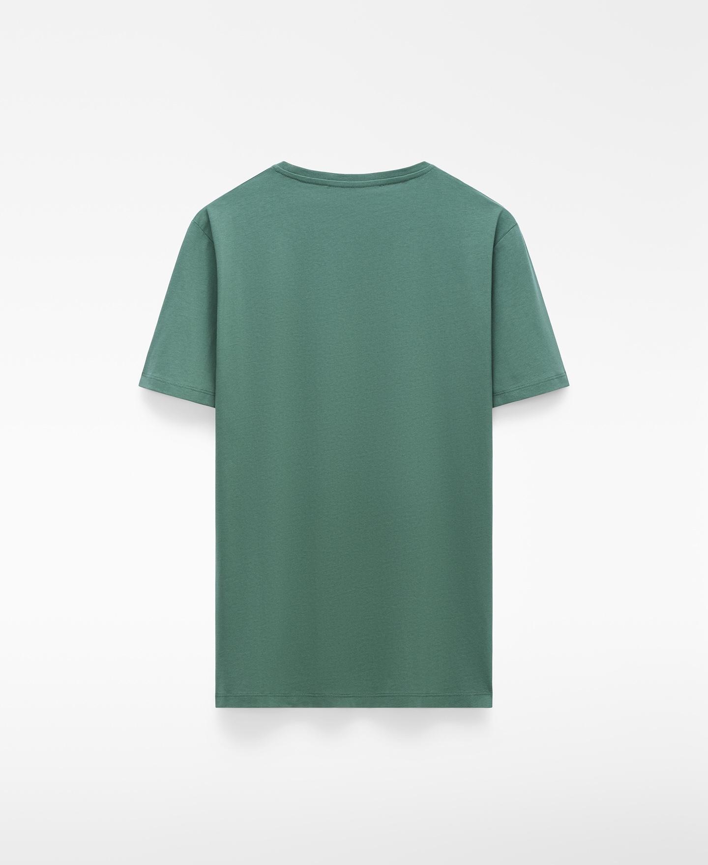 T-shirt de Manga Curta Regular Fit em Algodão Orgânico Verde-6