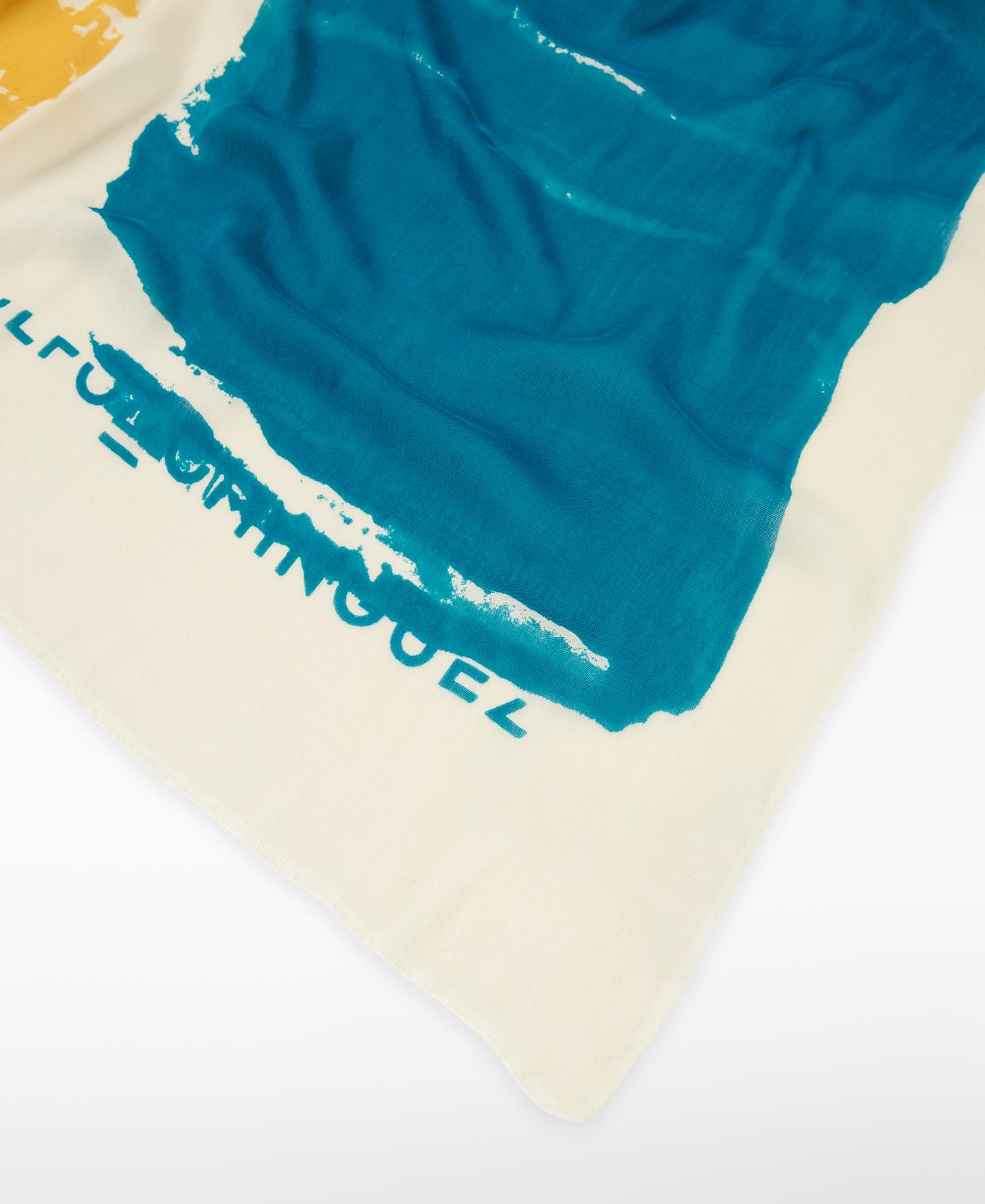Écharpe Tipo Xaile com Estampado de Manchas Azul / Amarelo-3
