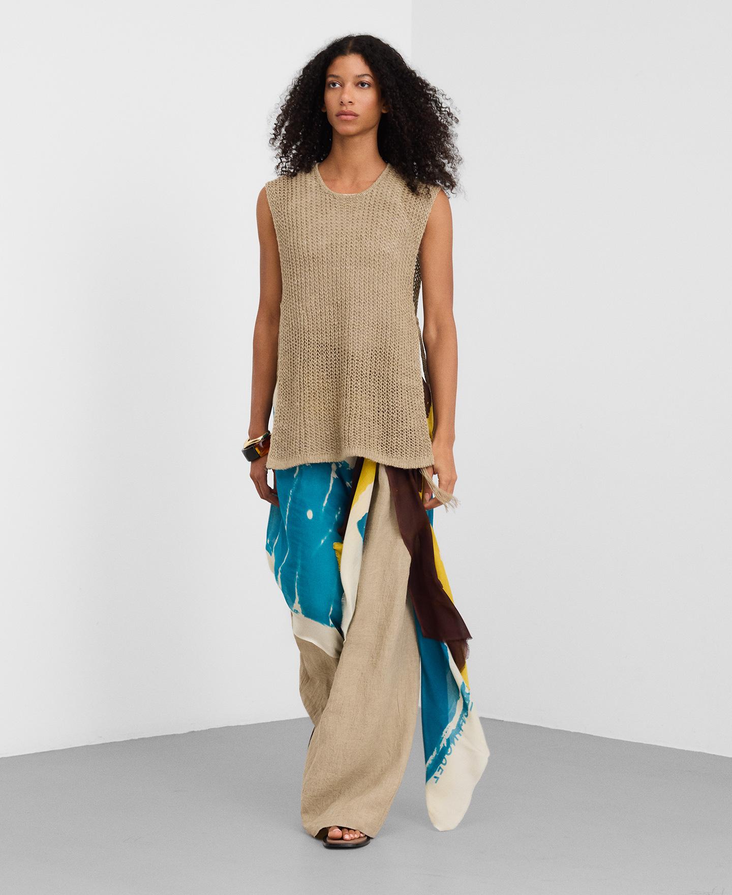 Écharpe Tipo Xaile com Estampado de Manchas Azul / Amarelo-4