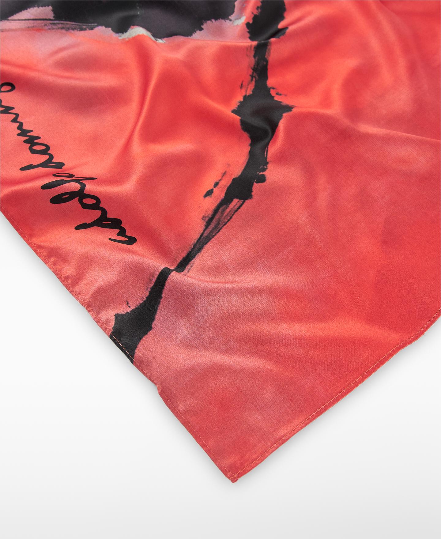 Lenço Estampado com Bainha Vermelho / Preto-3