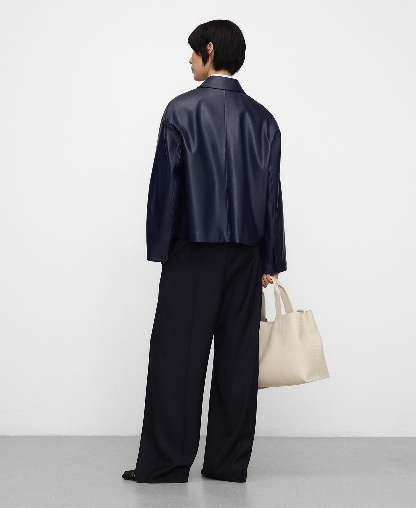 Sobrecamisa Oversize em Pele Não Pele Azul-marinho-3
