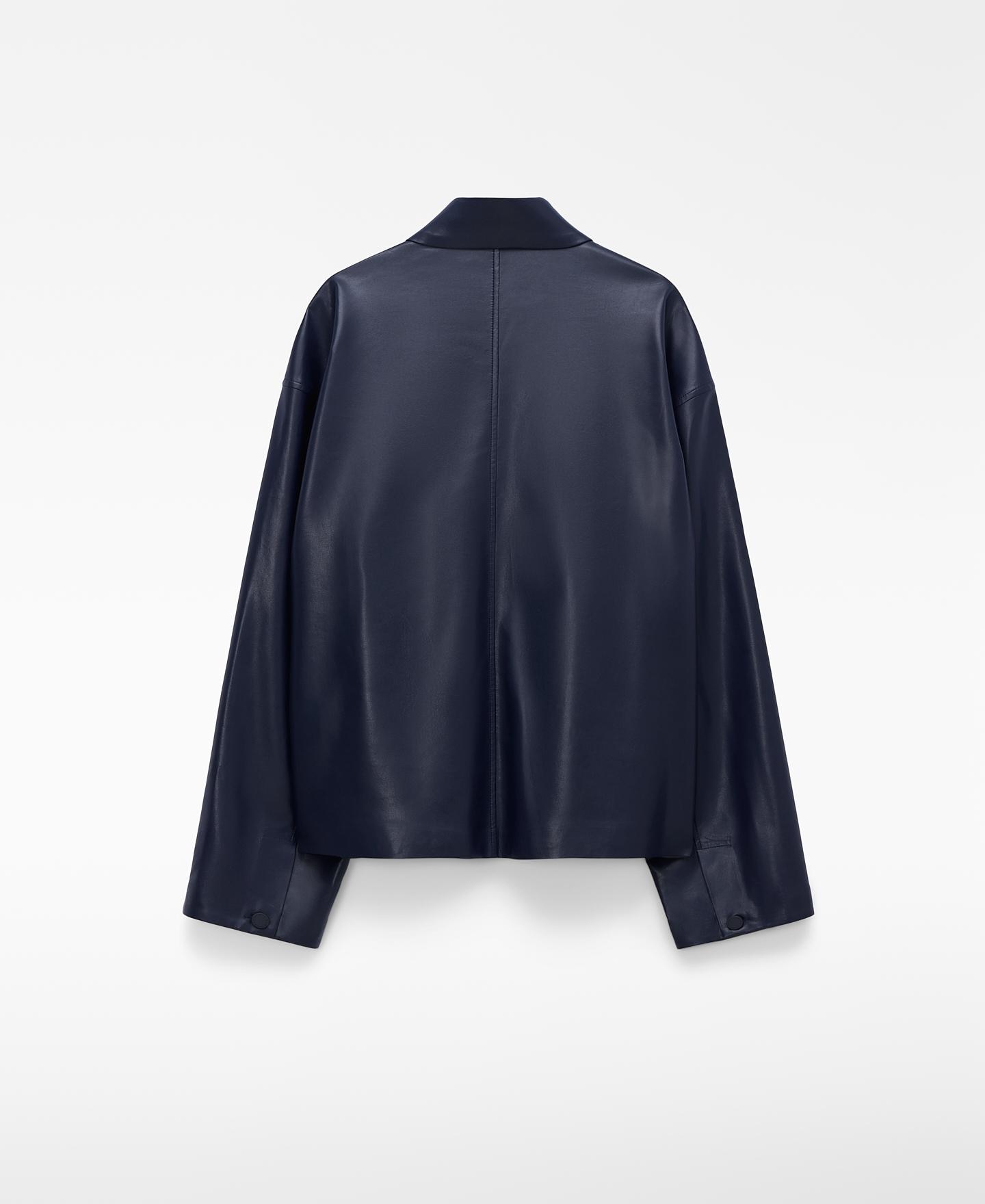 Sobrecamisa Oversize em Pele Não Pele Azul-marinho-7