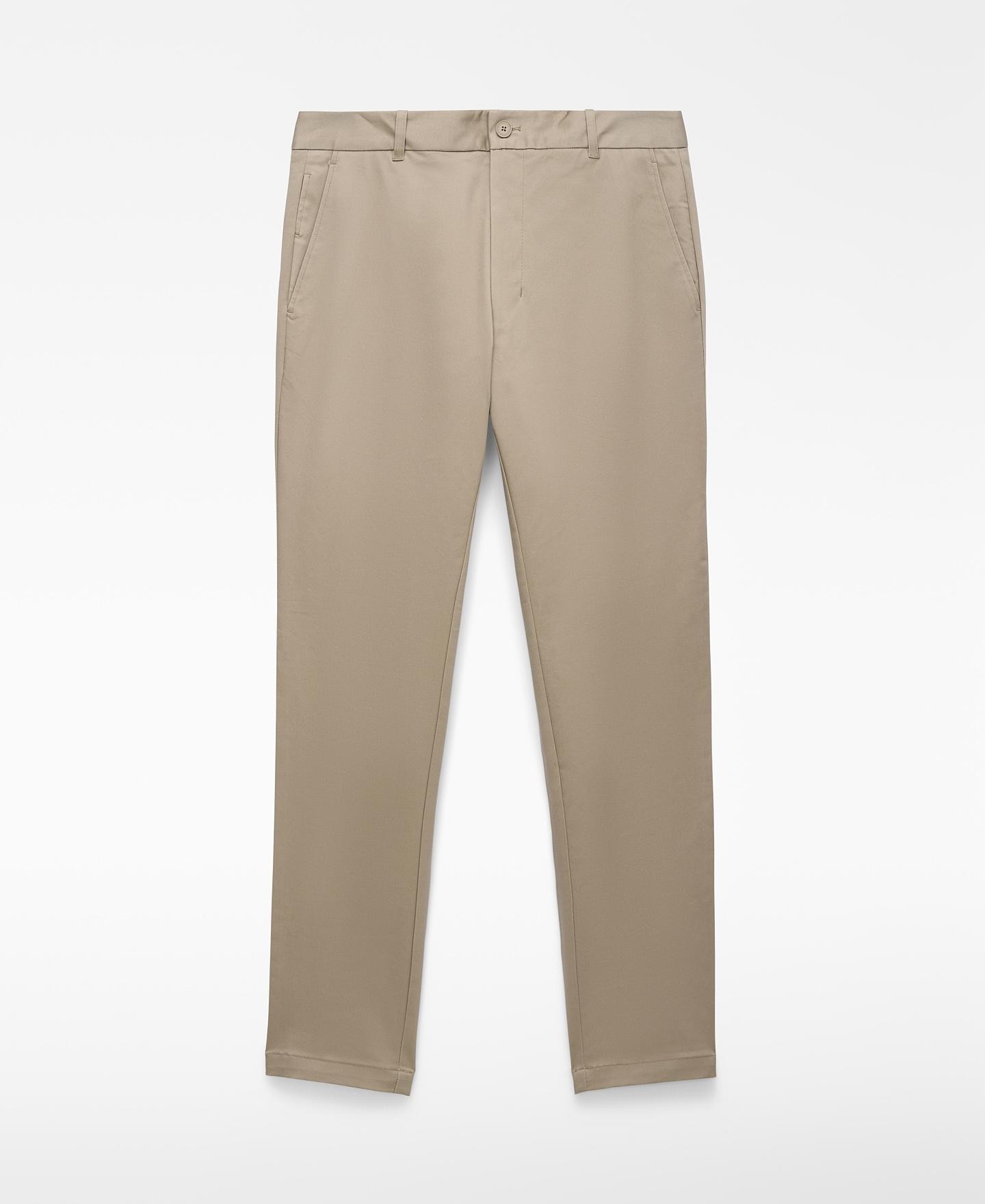 Calças Chino Slim Fit em Algodão Bege-5