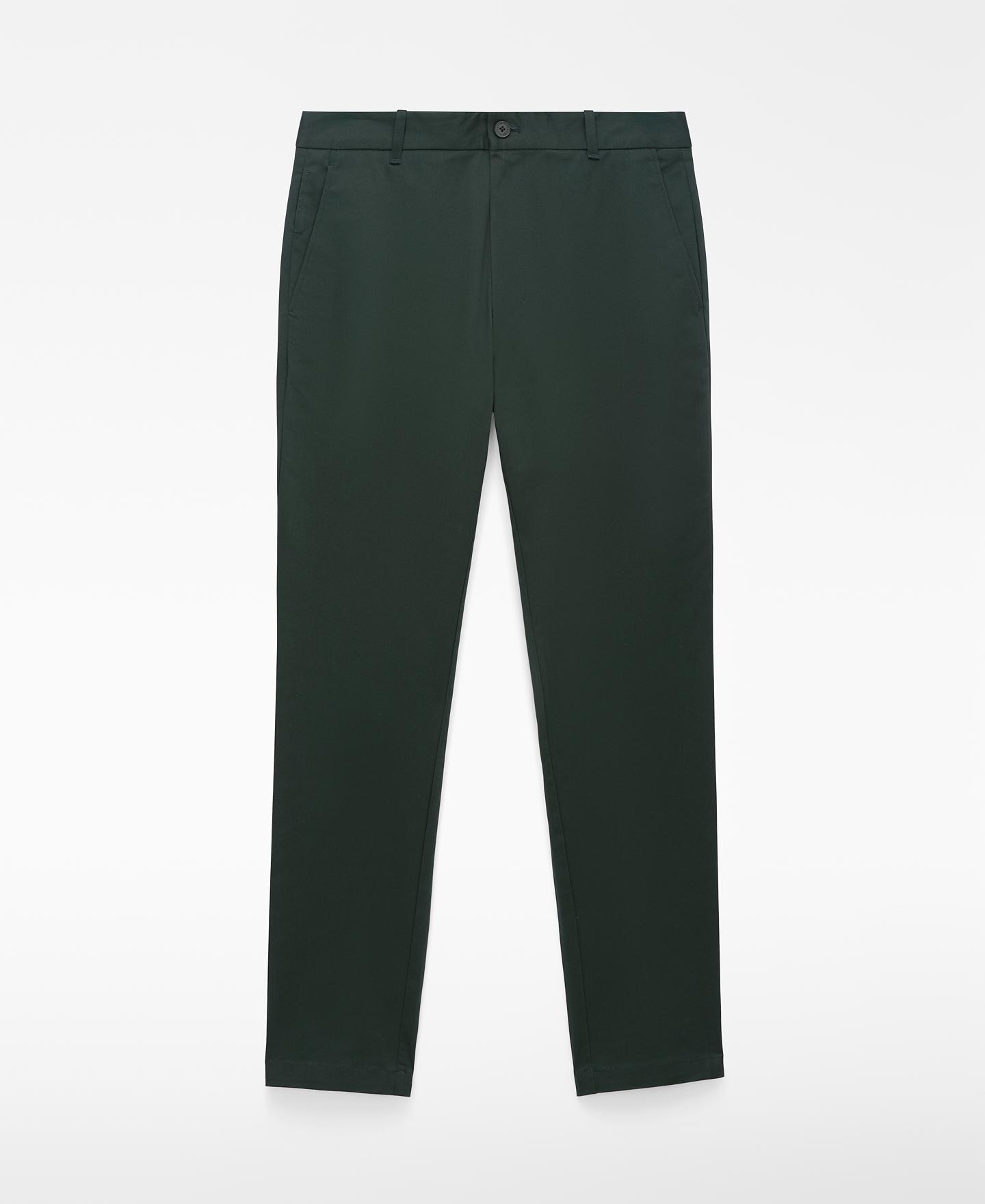 Calças Chino Slim Fit em Algodão Verde-escuro-5
