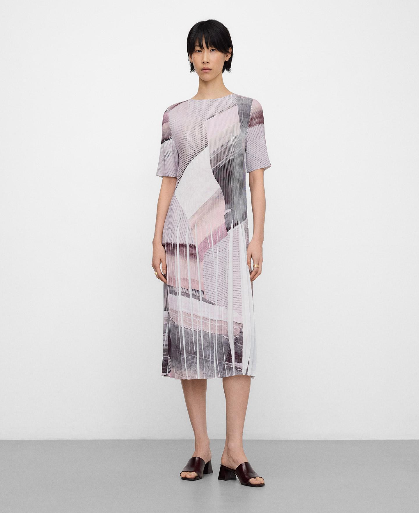 Vestido Midi Estampado em Tecido Crinkle Multicolor-2