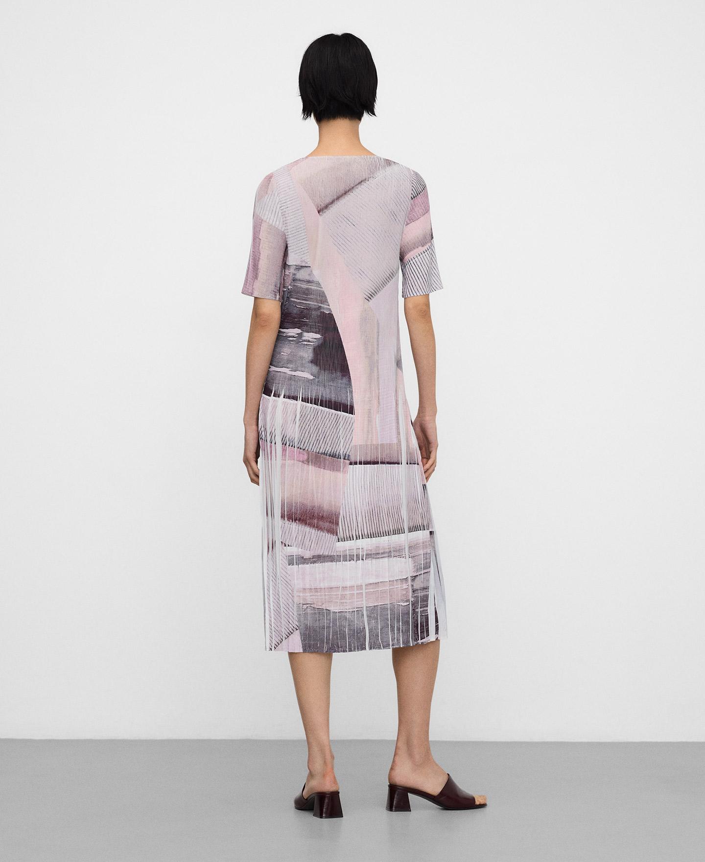 Vestido Midi Estampado em Tecido Crinkle Multicolor-3