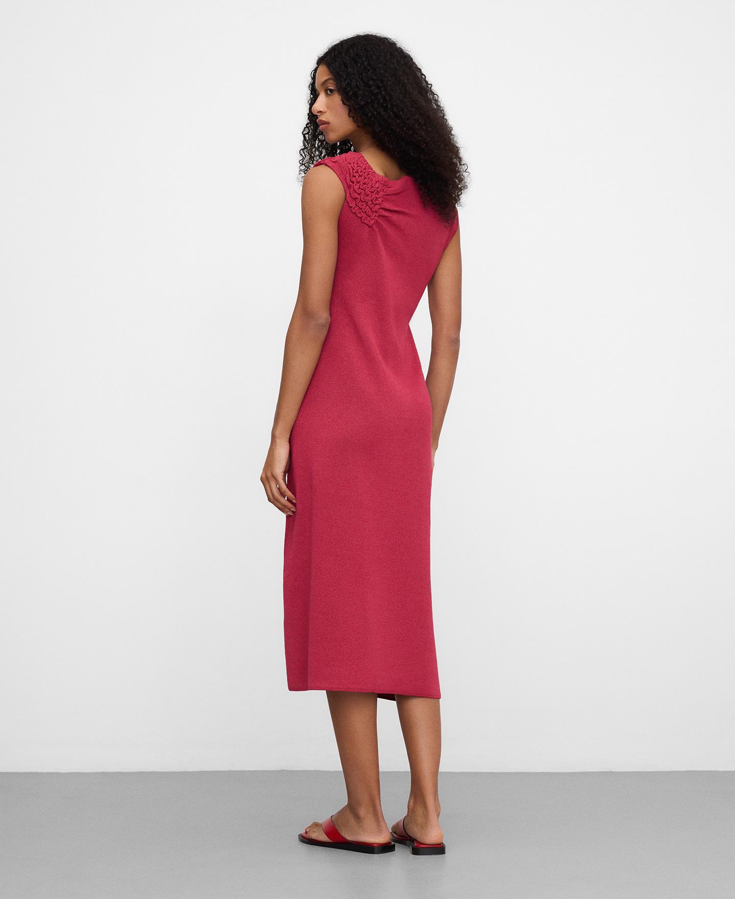 Vestido de Malha com Decote Assimétrico Morango-2