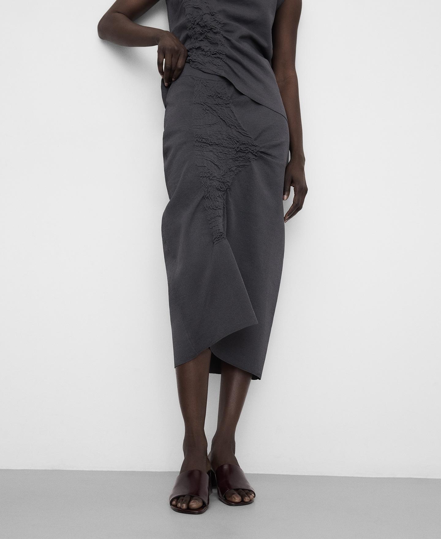 Imagem 0 de Saia Midi de Malha com Franzidos