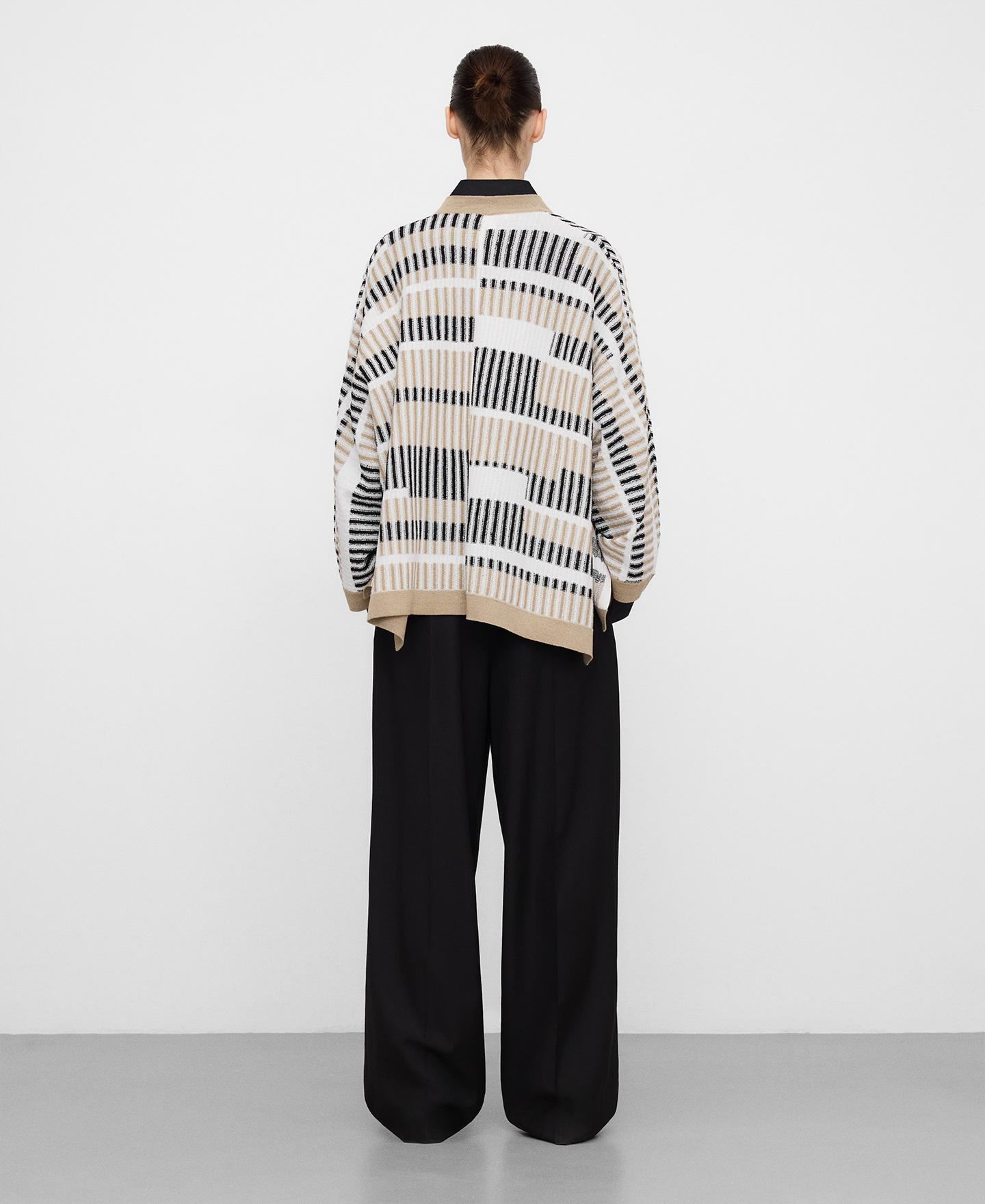Casaco de Malha com Jacquard Às Riscas Branco / Preto-3