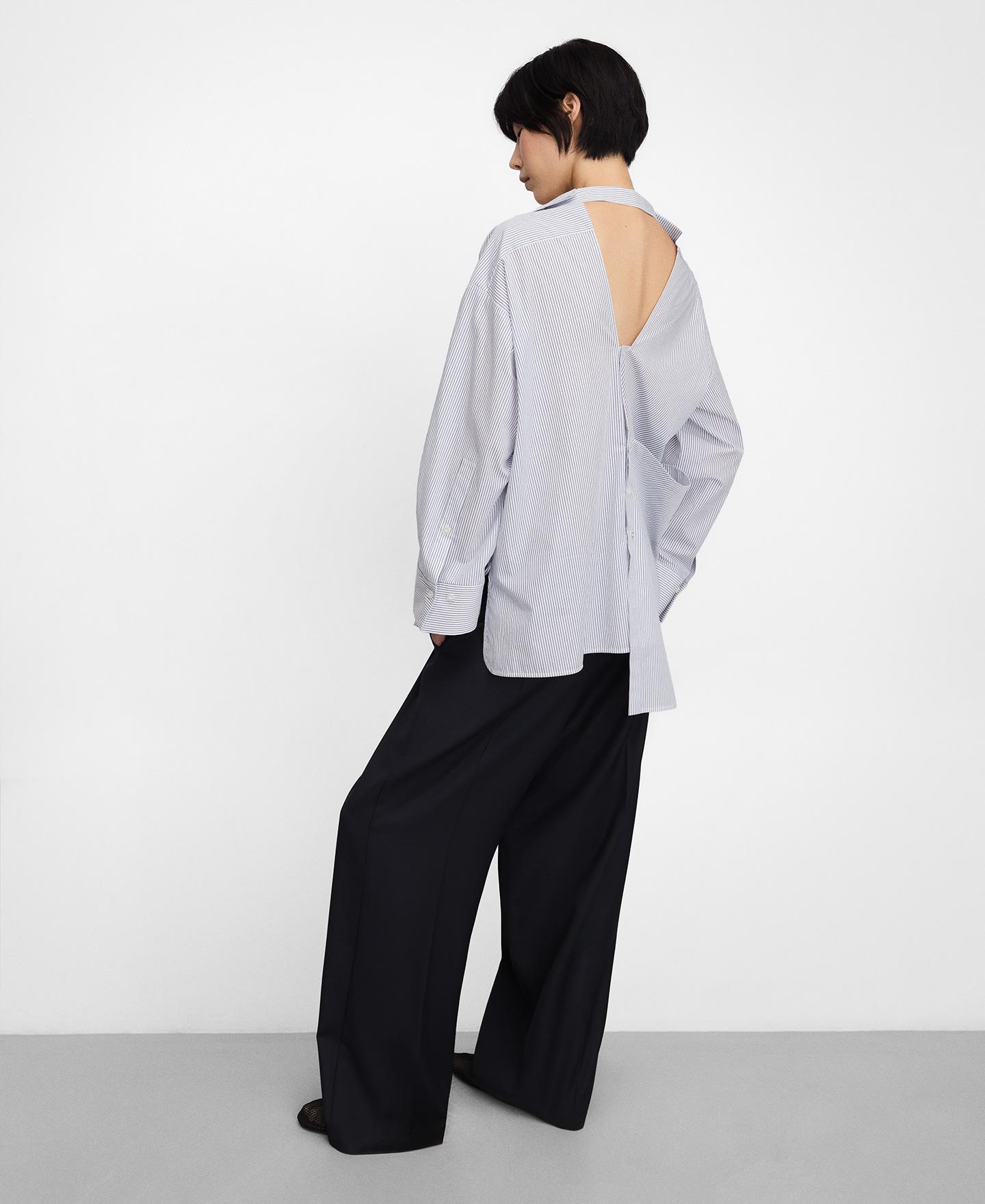 Camisa Desestruturada às Riscas Branco-3