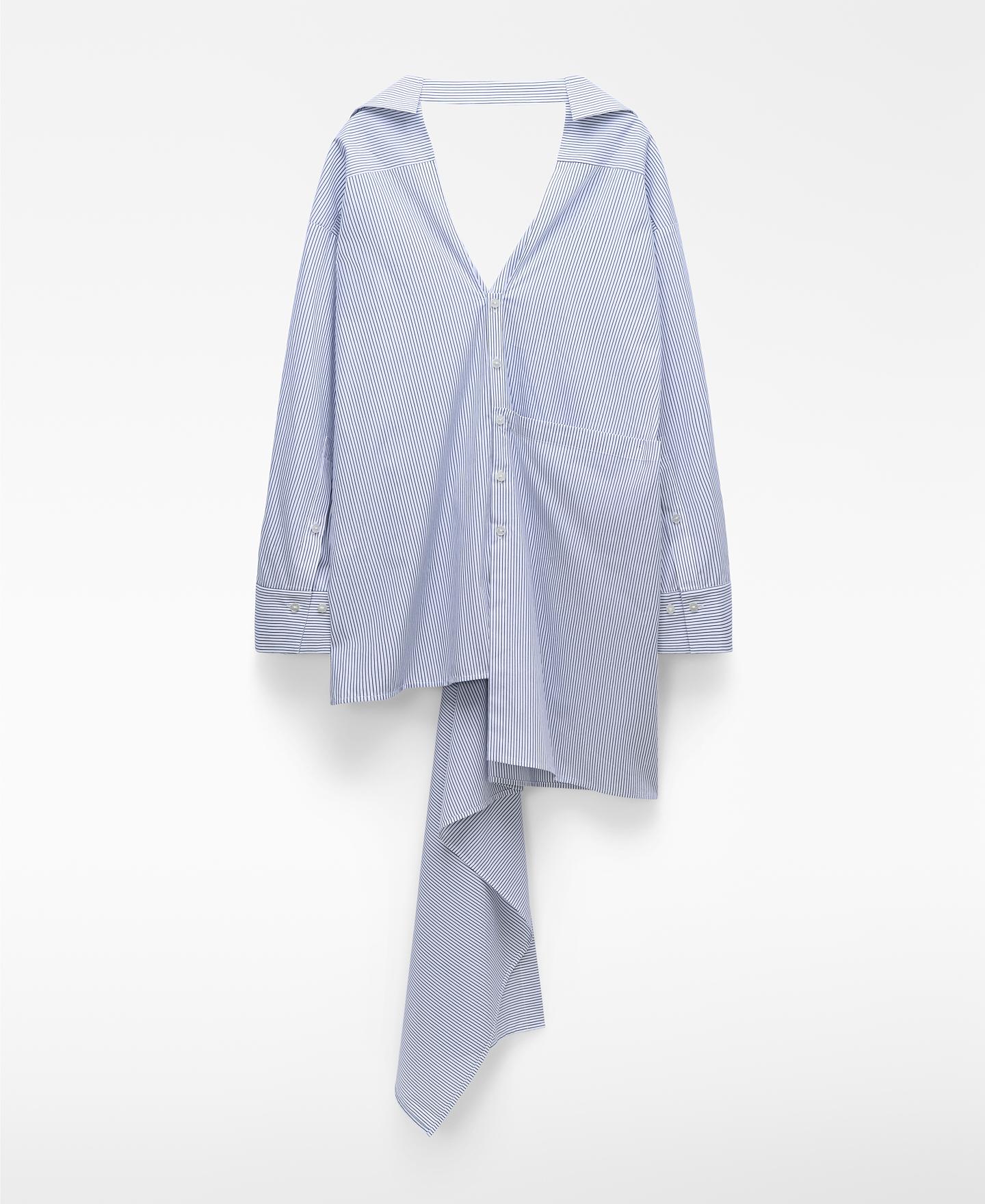 Camisa Desestruturada às Riscas Branco-6