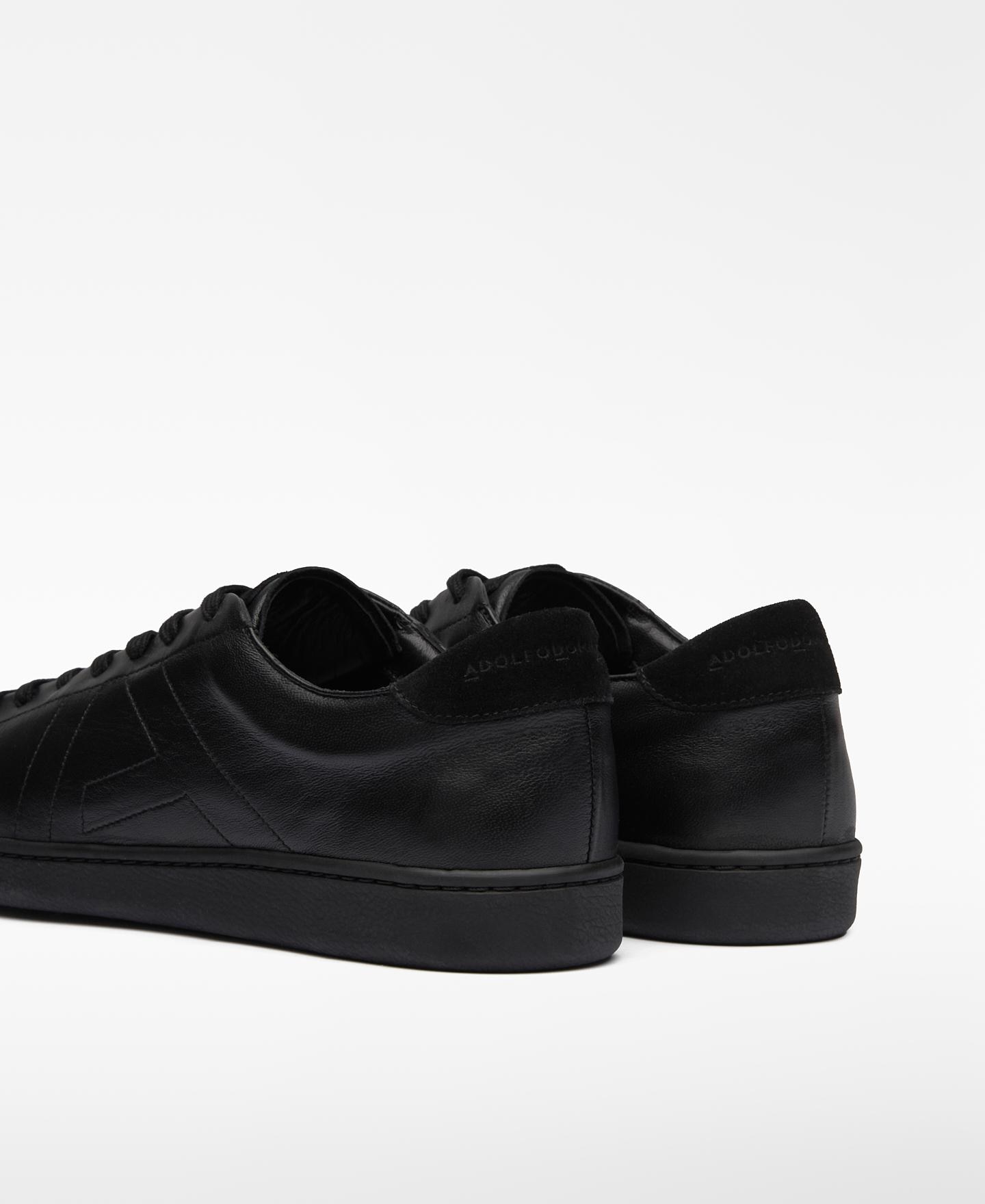Sapatilhas Formais de Pele com Maxi Logo Pespontado Preto-3