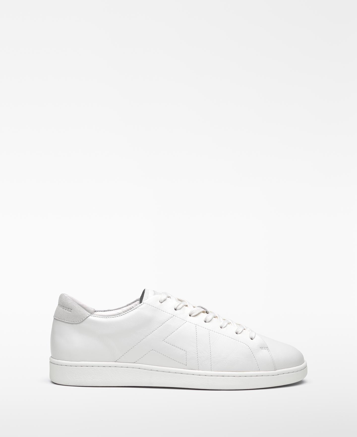 Sapatilhas de Pele Básicas com Desing Formal Branco-1
