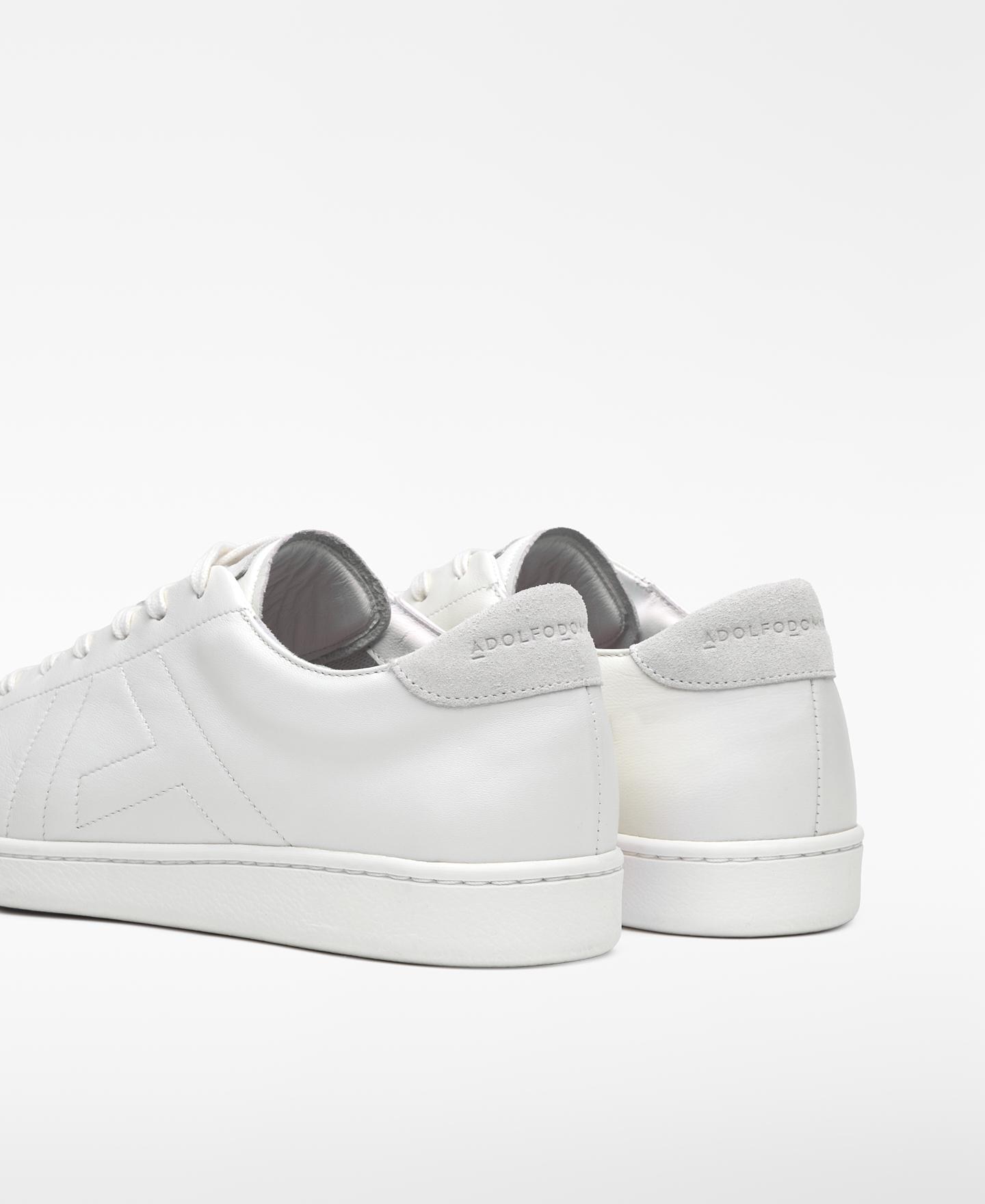 Sapatilhas de Pele Básicas com Desing Formal Branco-3