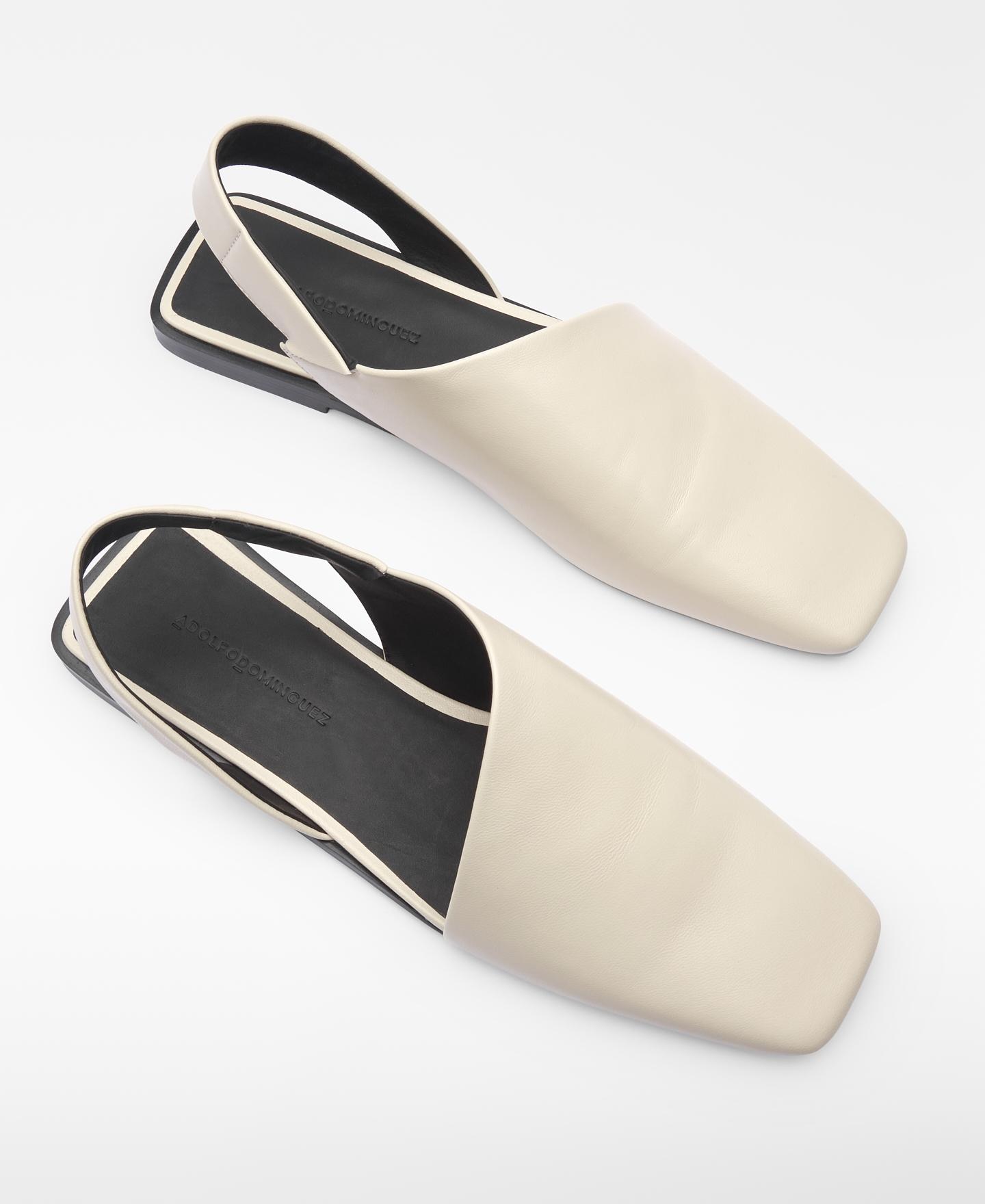 Mules Rasos Assimétricos em Pele Branco-marfim-2