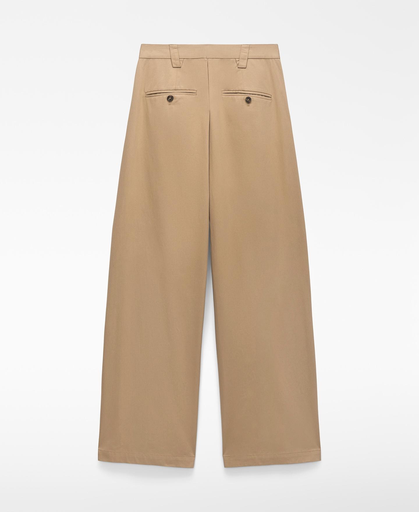 Calças Formais Barrel Fit de Algodão Camel-6