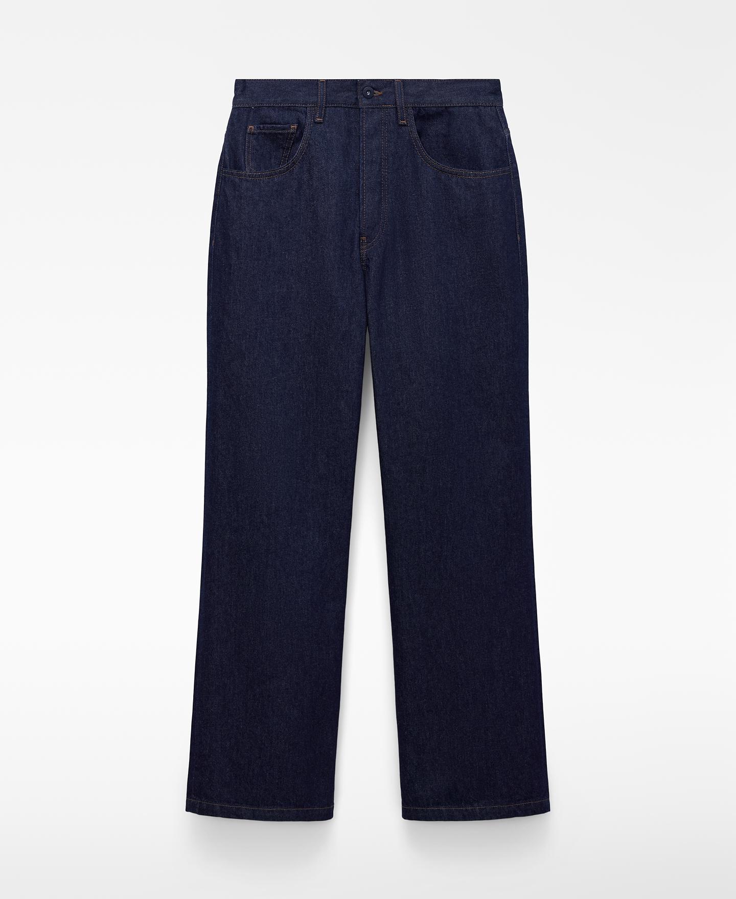 Jeans com Corte a Direito Azul-marinho-5