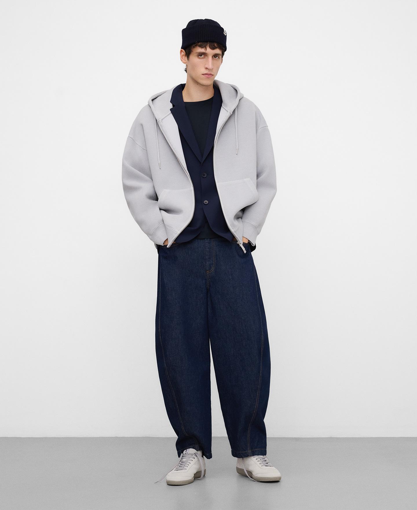 Jeans Tapered Barrel Fit de Algodão Azul denim-2