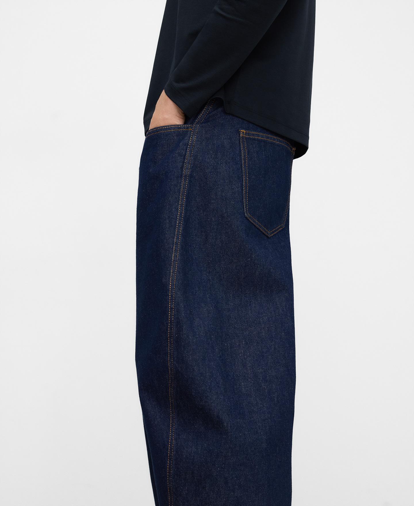 Jeans Tapered Barrel Fit de Algodão Azul denim-4