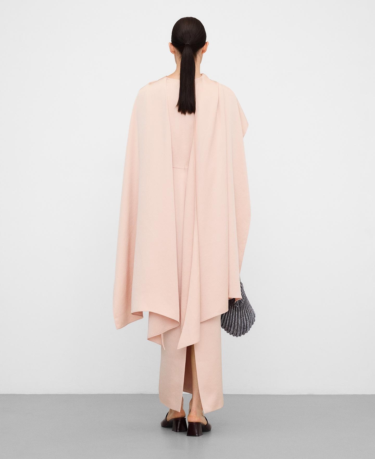 Vestido Comprido com Xaile Drapeado Rosa-claro-3