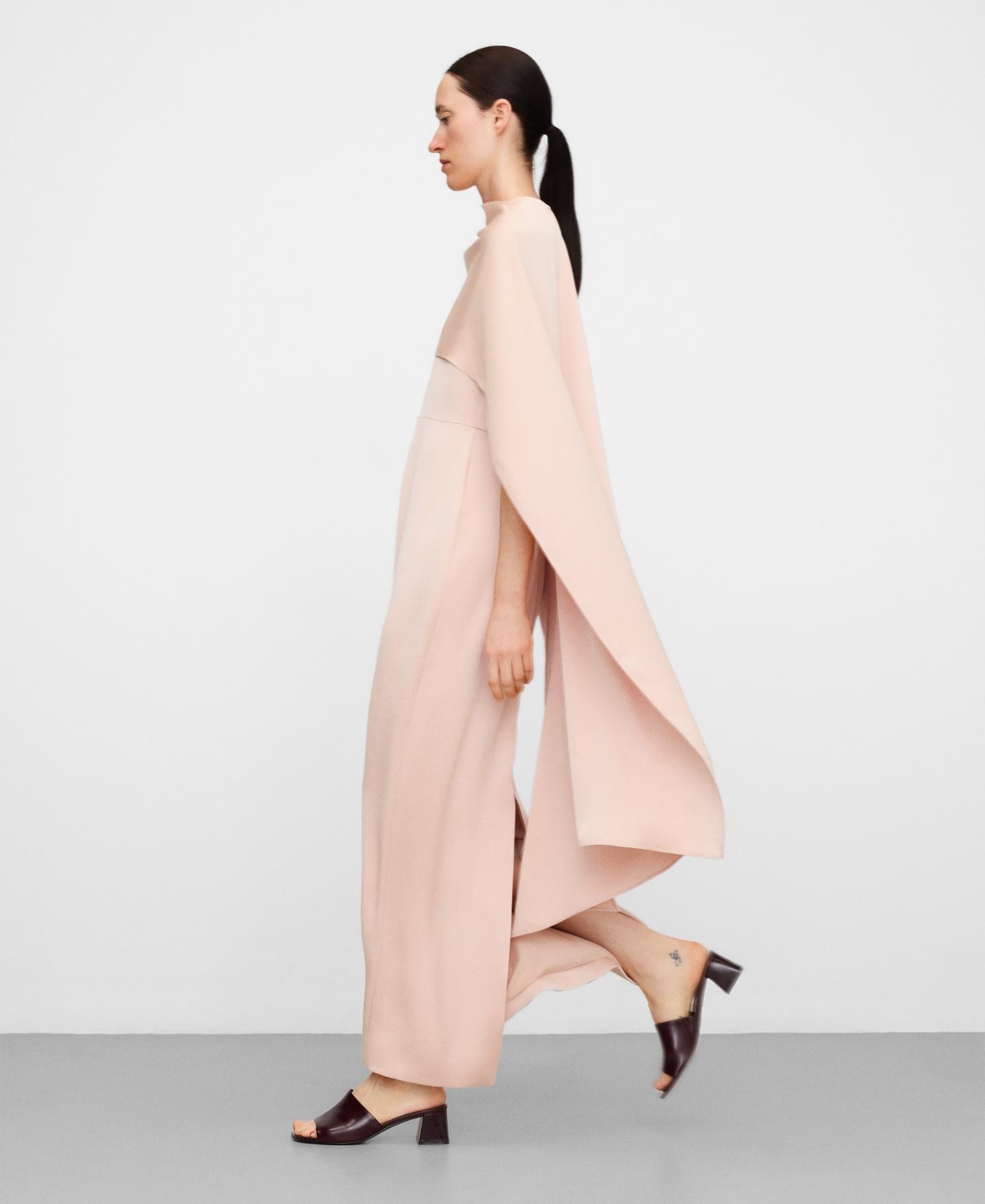 Vestido Comprido com Xaile Drapeado Rosa-claro-4
