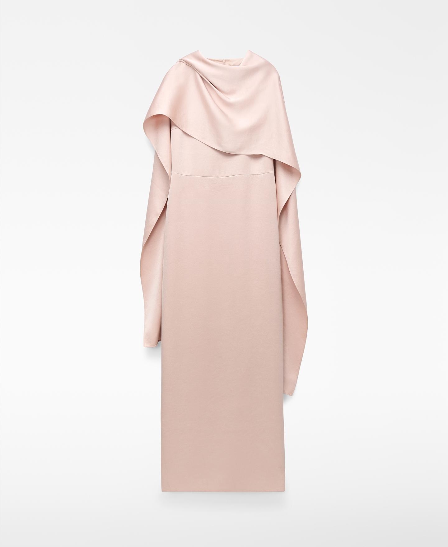 Vestido Comprido com Xaile Drapeado Rosa-claro-5