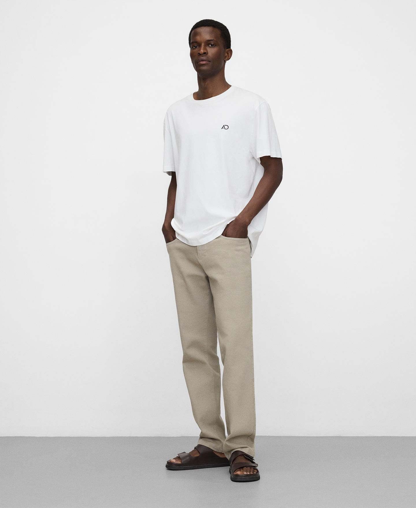 Jeans com Corte a Direito Cinco Bolsos de Algodão Verde-acinzentado-2