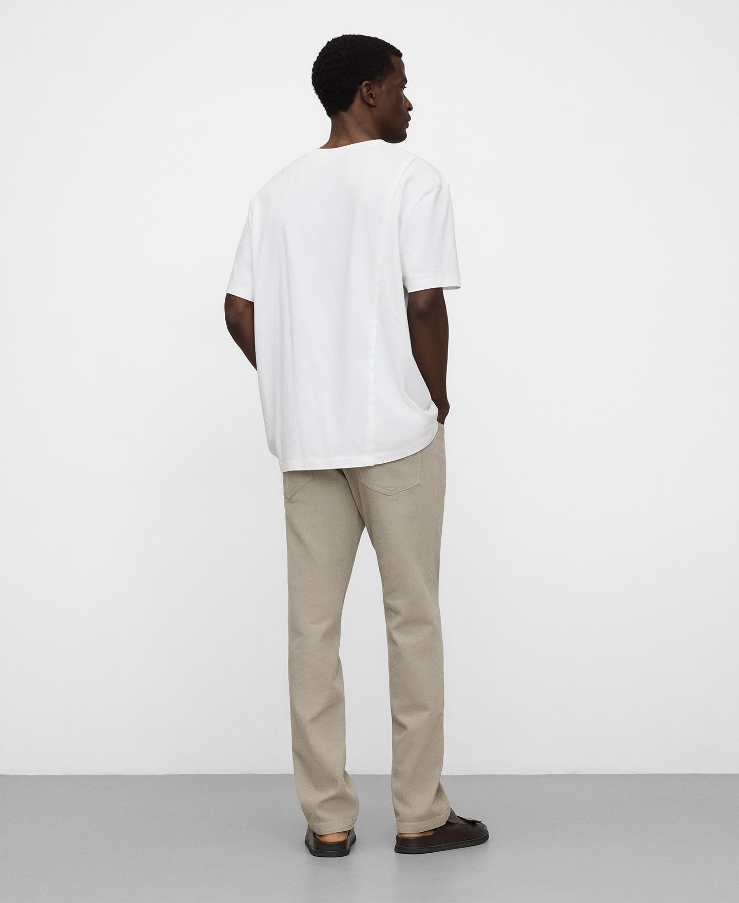 Jeans com Corte a Direito Cinco Bolsos de Algodão Verde-acinzentado-3