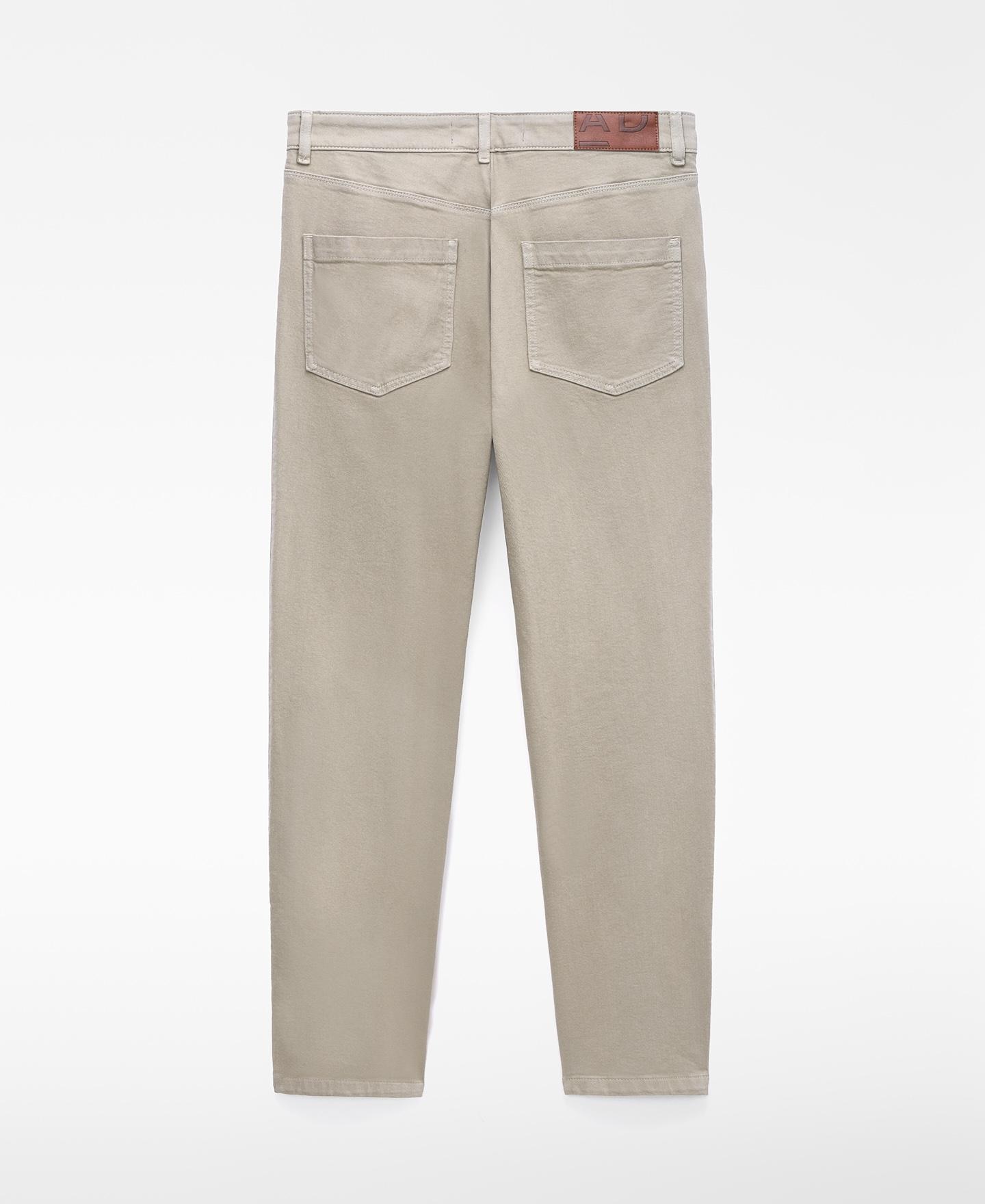 Jeans com Corte a Direito Cinco Bolsos de Algodão Verde-acinzentado-6