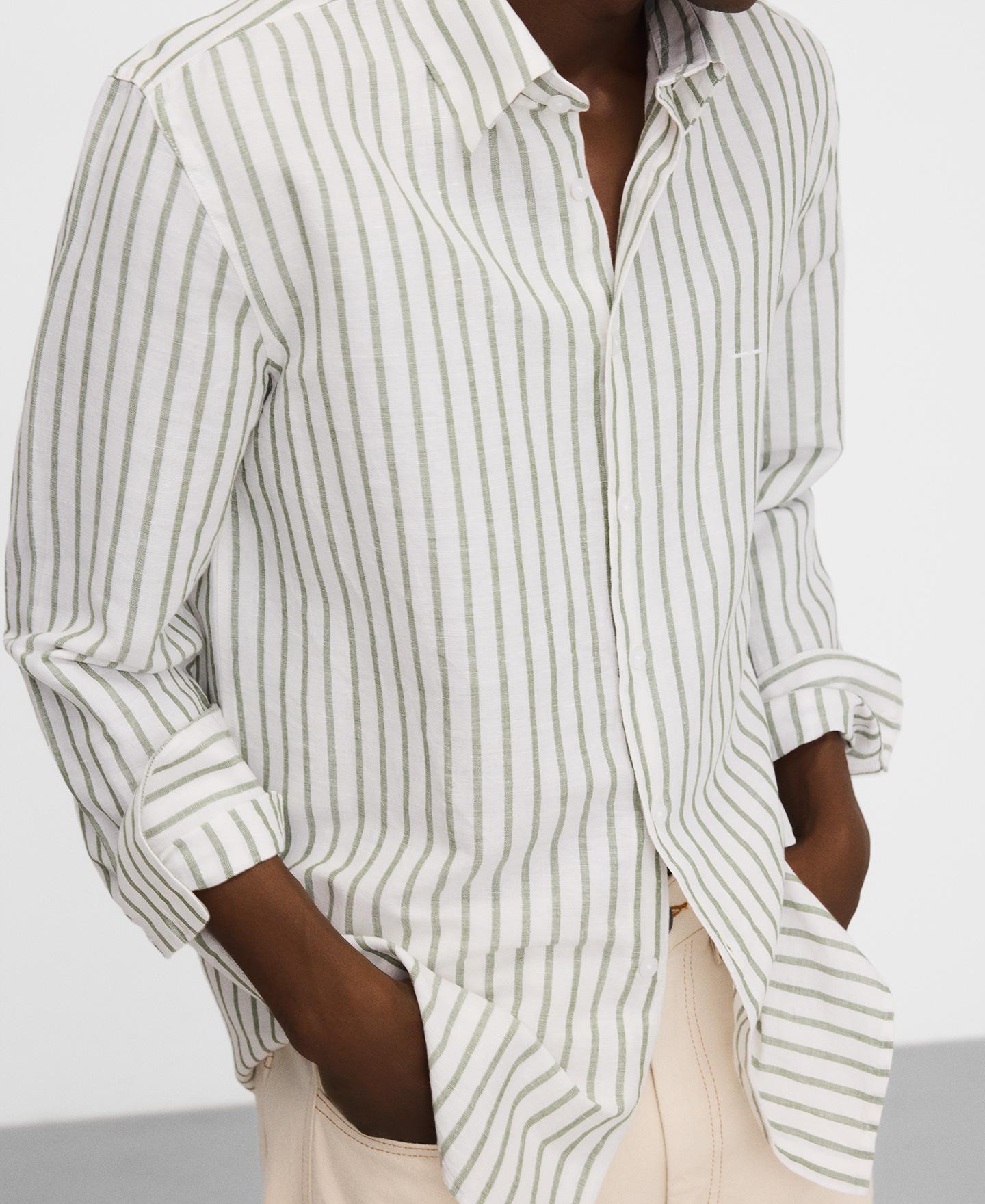 Camisa Formal Regular Fit às Riscas Verde-3