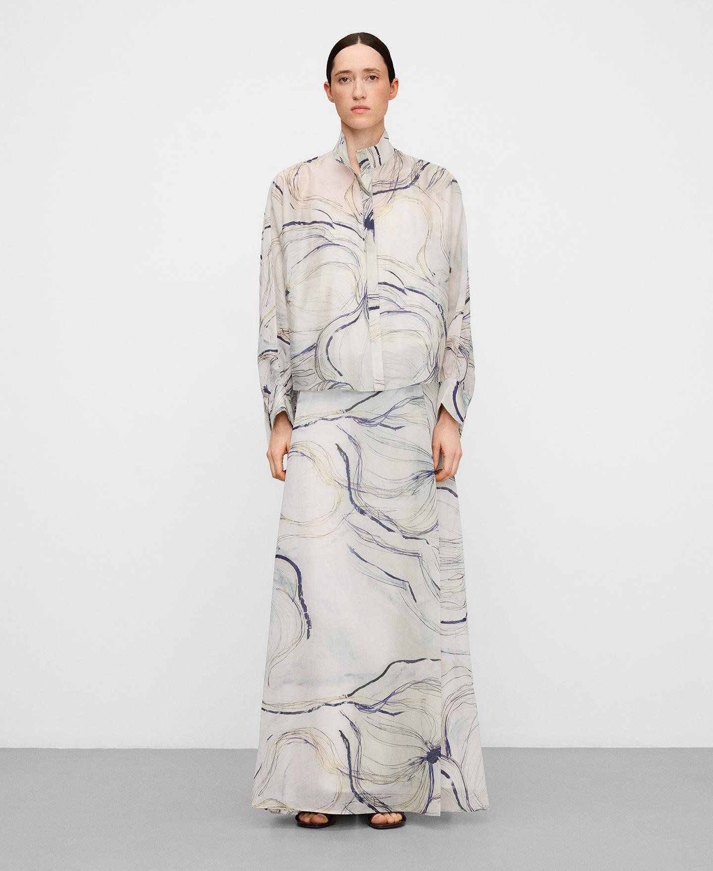 Imagem 0 de Saia Comprida Estampada com Pregas