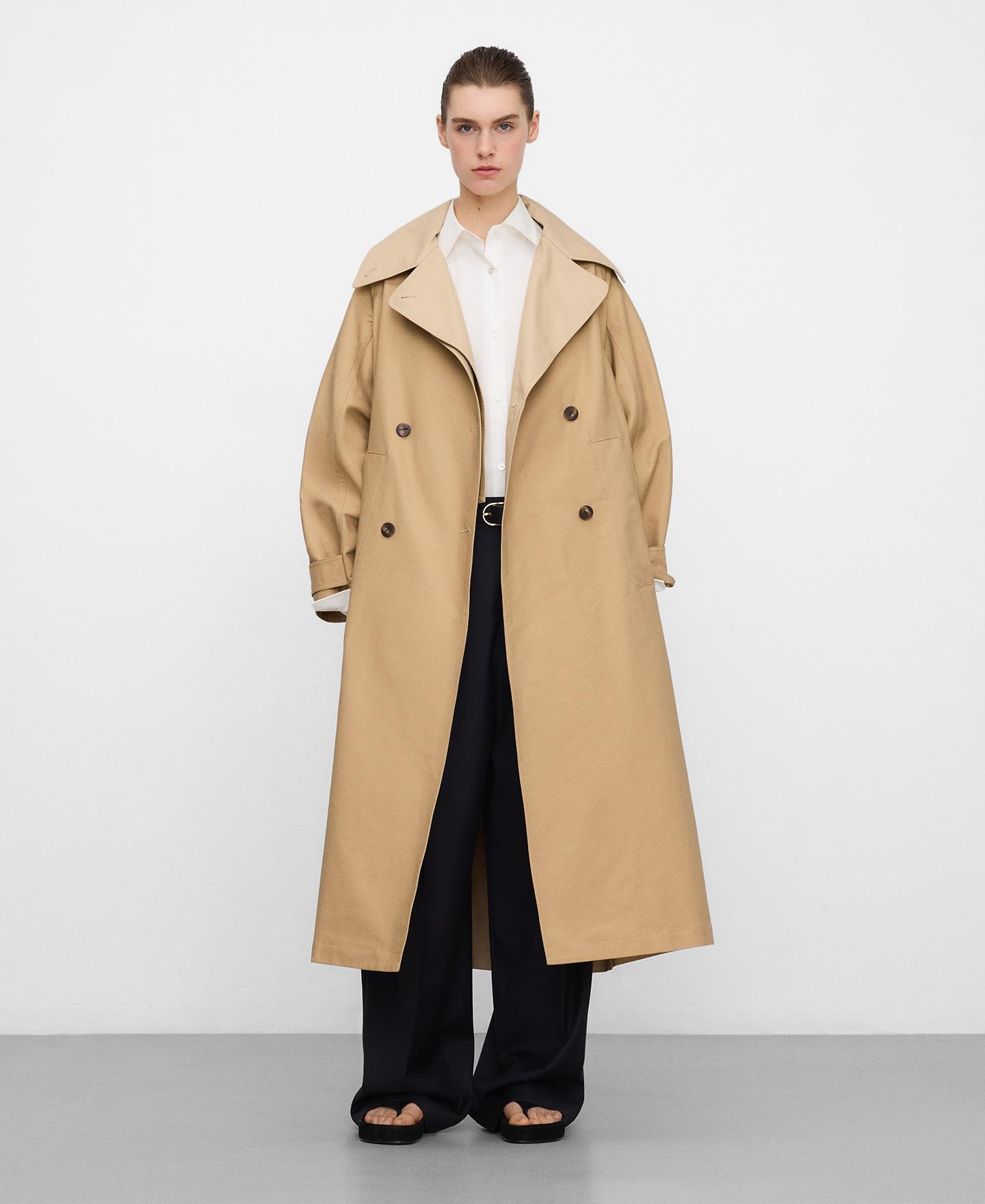 Gabardina Bicolor de Dupla Lapela Camel-5