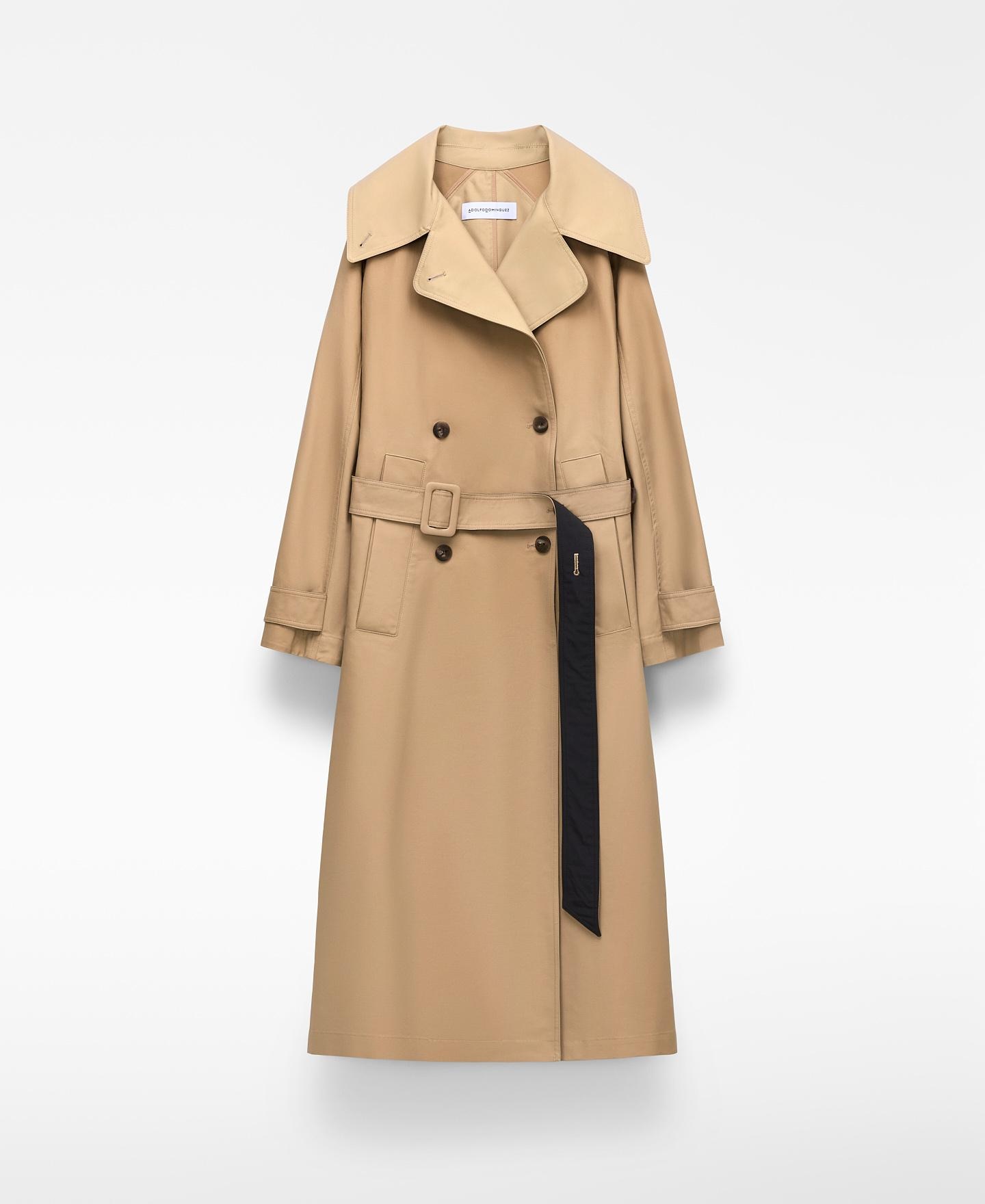 Gabardina Bicolor de Dupla Lapela Camel-7