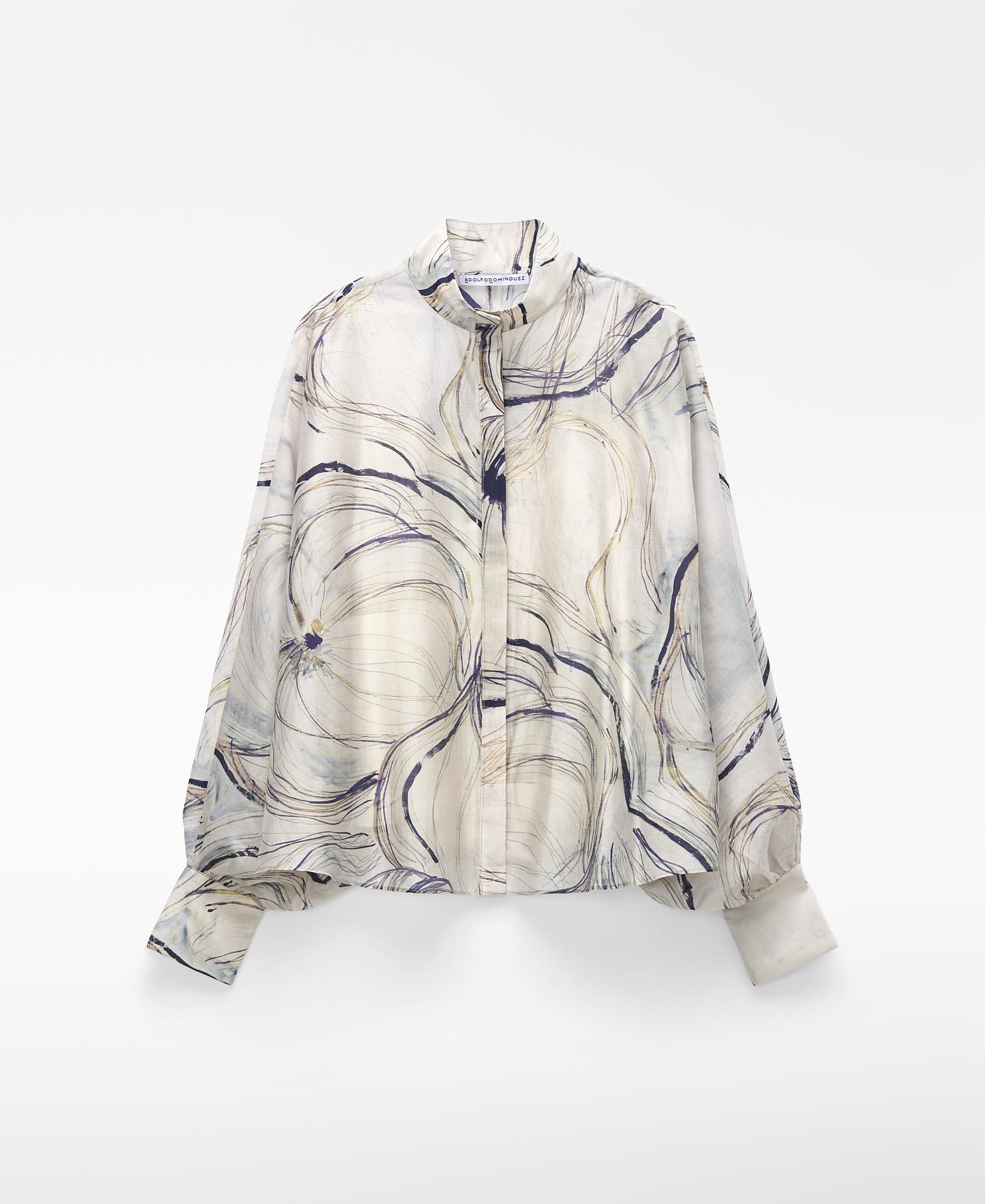 Camisa Estampada Semitransparente Natural-5