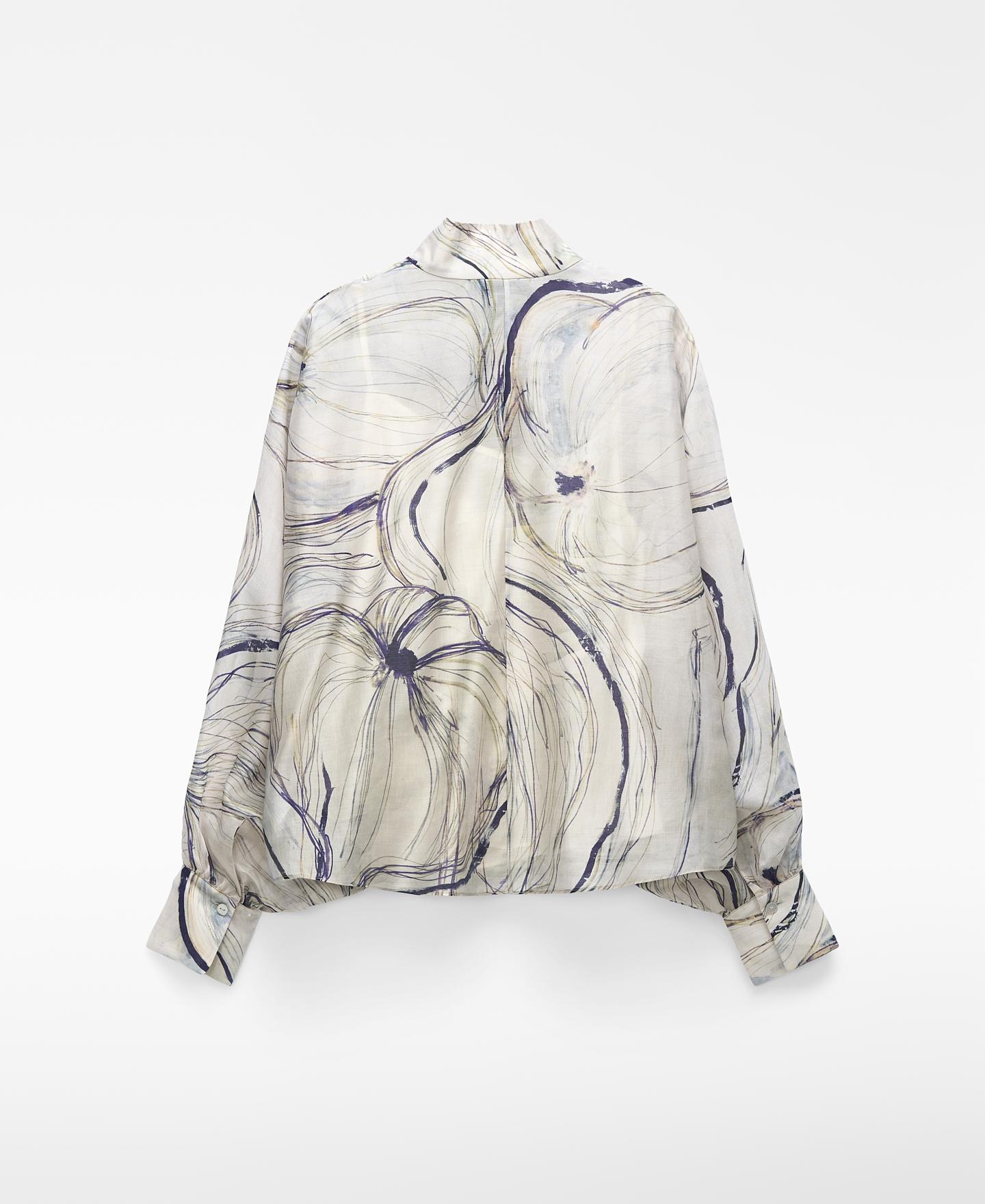Camisa Estampada Semitransparente Natural-6