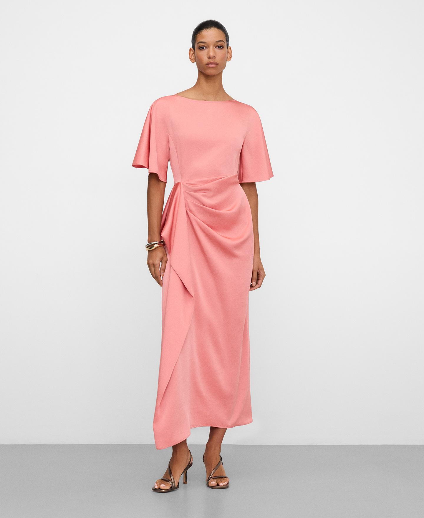 Vestido Comprido com Gesto Lateral Coral-2