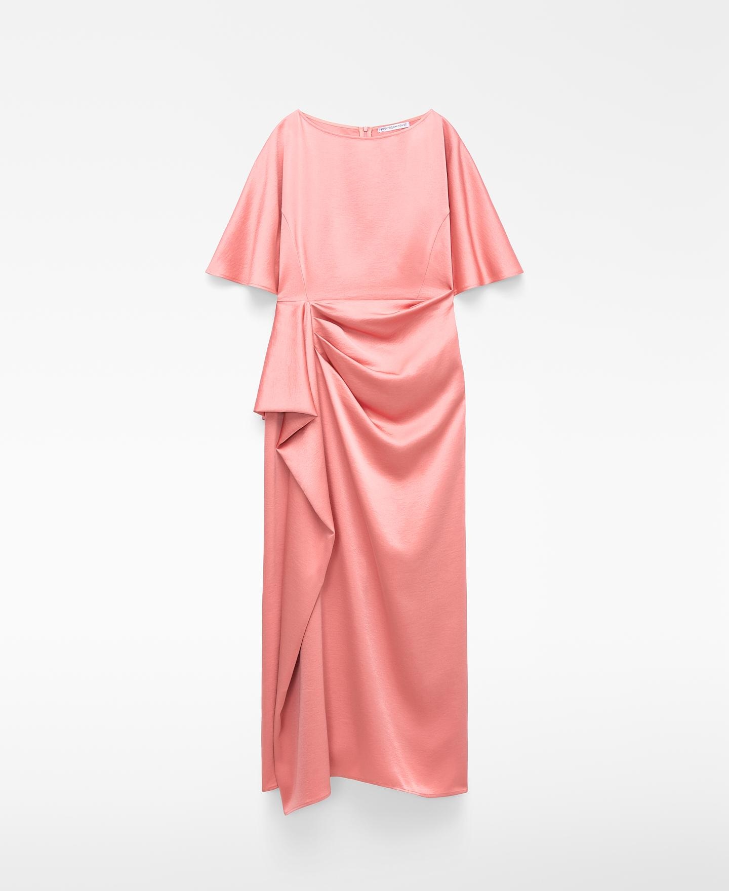 Vestido Comprido com Gesto Lateral Coral-5