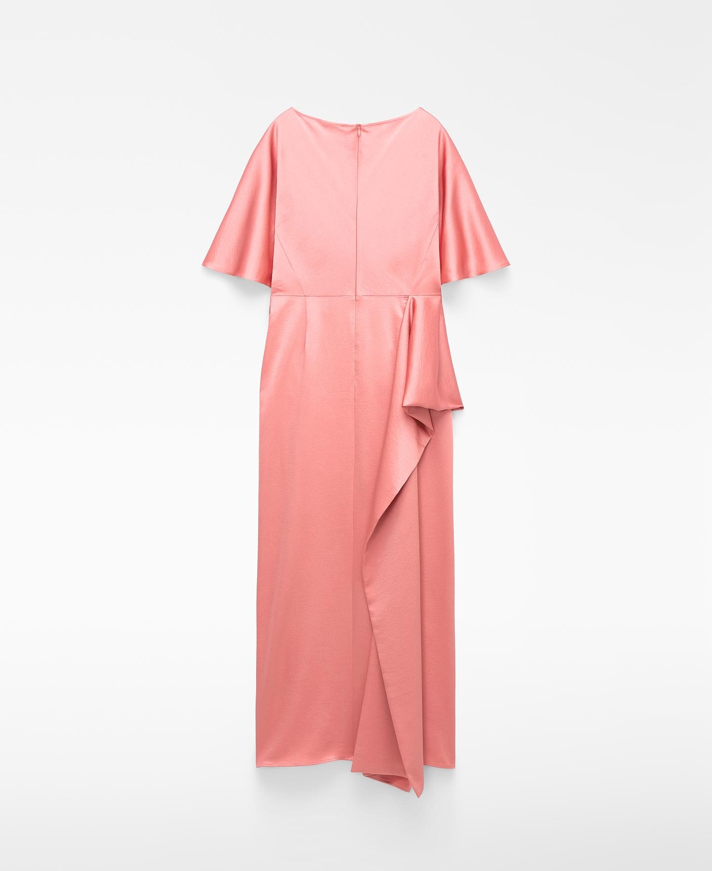 Vestido Comprido com Gesto Lateral Coral-6
